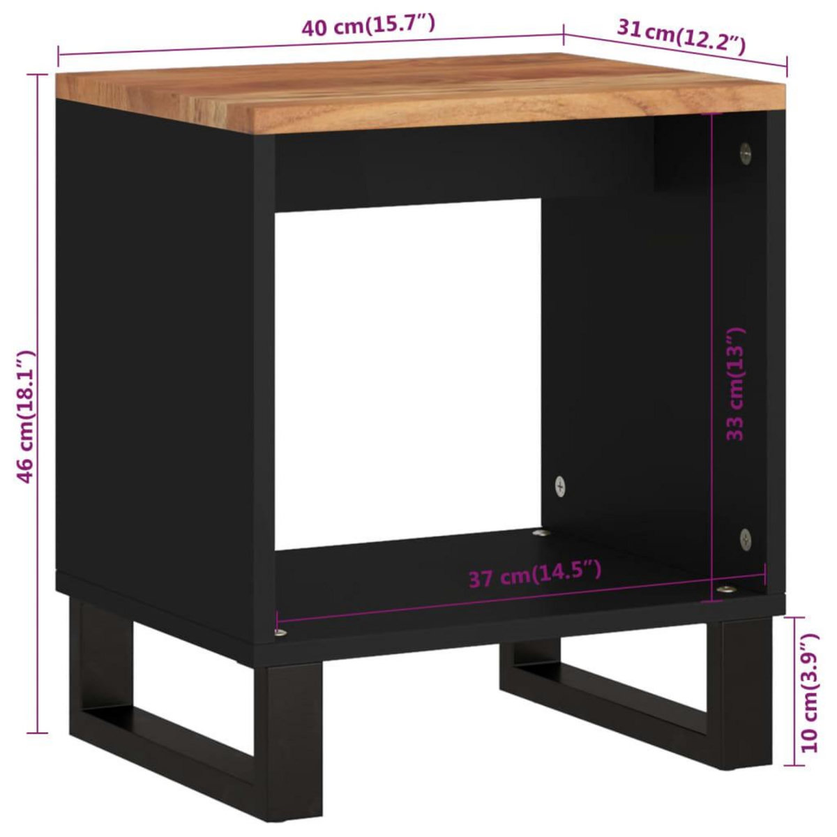 VIDAXL Table basse 40x31x46 cm Bois d'acacia solide et d'ingenierie