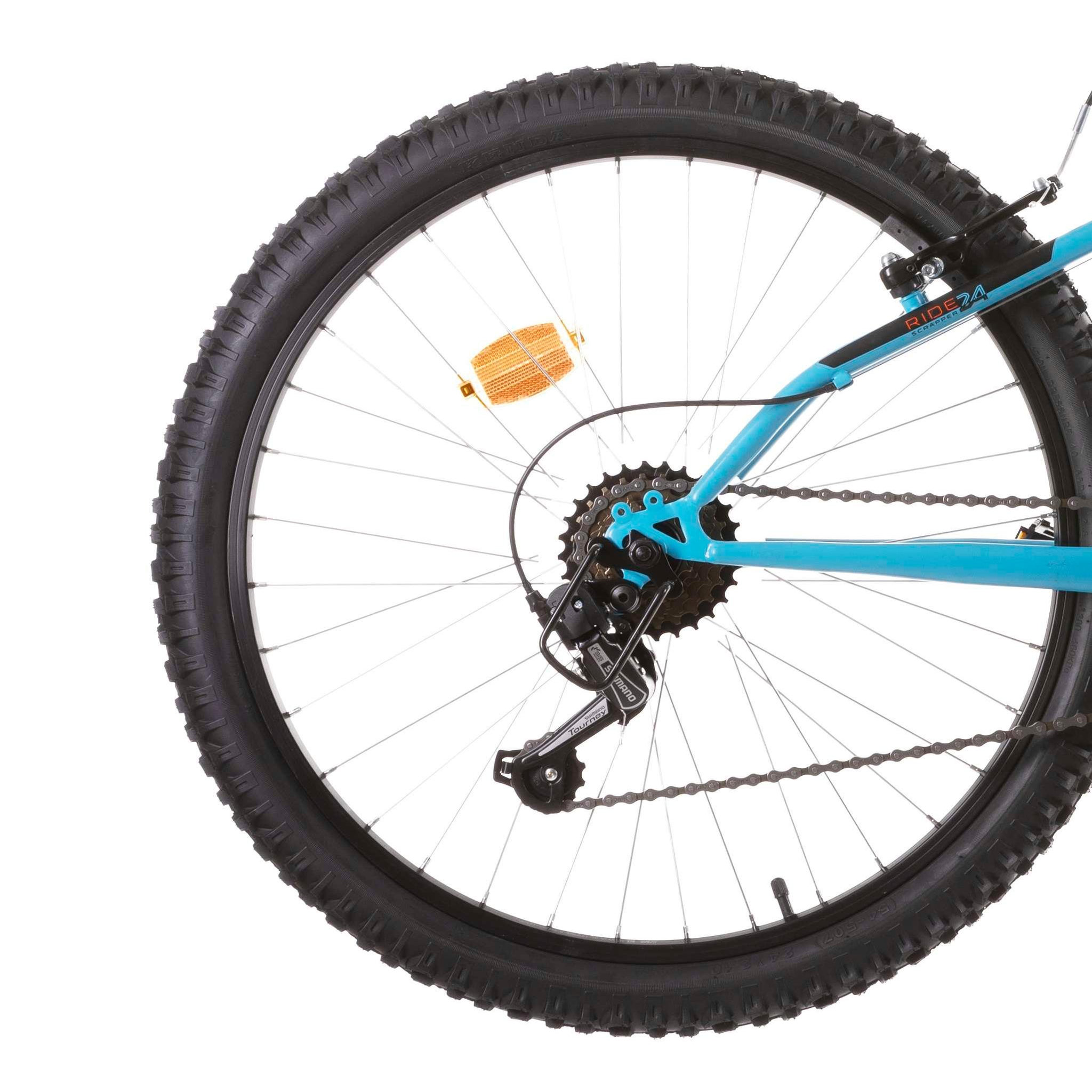 Voir la diapositive 2 : SCRAPPER Vélo enfant (140-160 cm) - VTT 24'' Tout suspendu SCRAPPER - Fourche télescopique - 18 Vitesses - Dérailleur shimano - Frein à disque avant et V-Brake à l'arrière