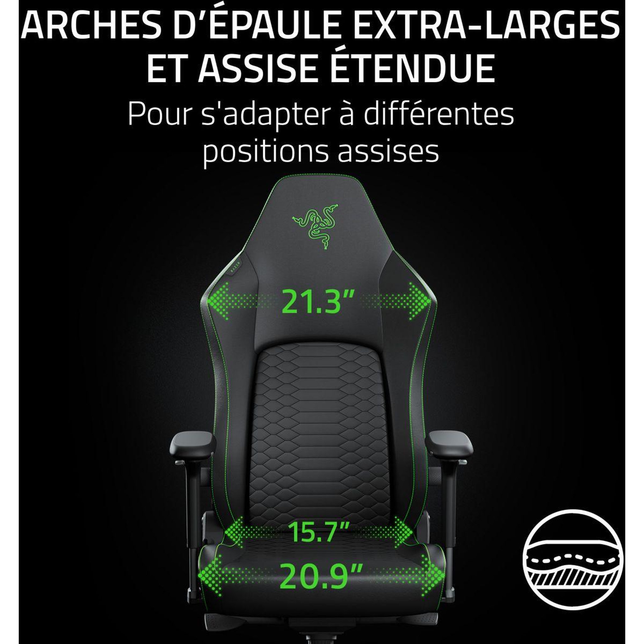 Voir la diapositive 5 : Razer Chaise gaming iskur v2 newgen green