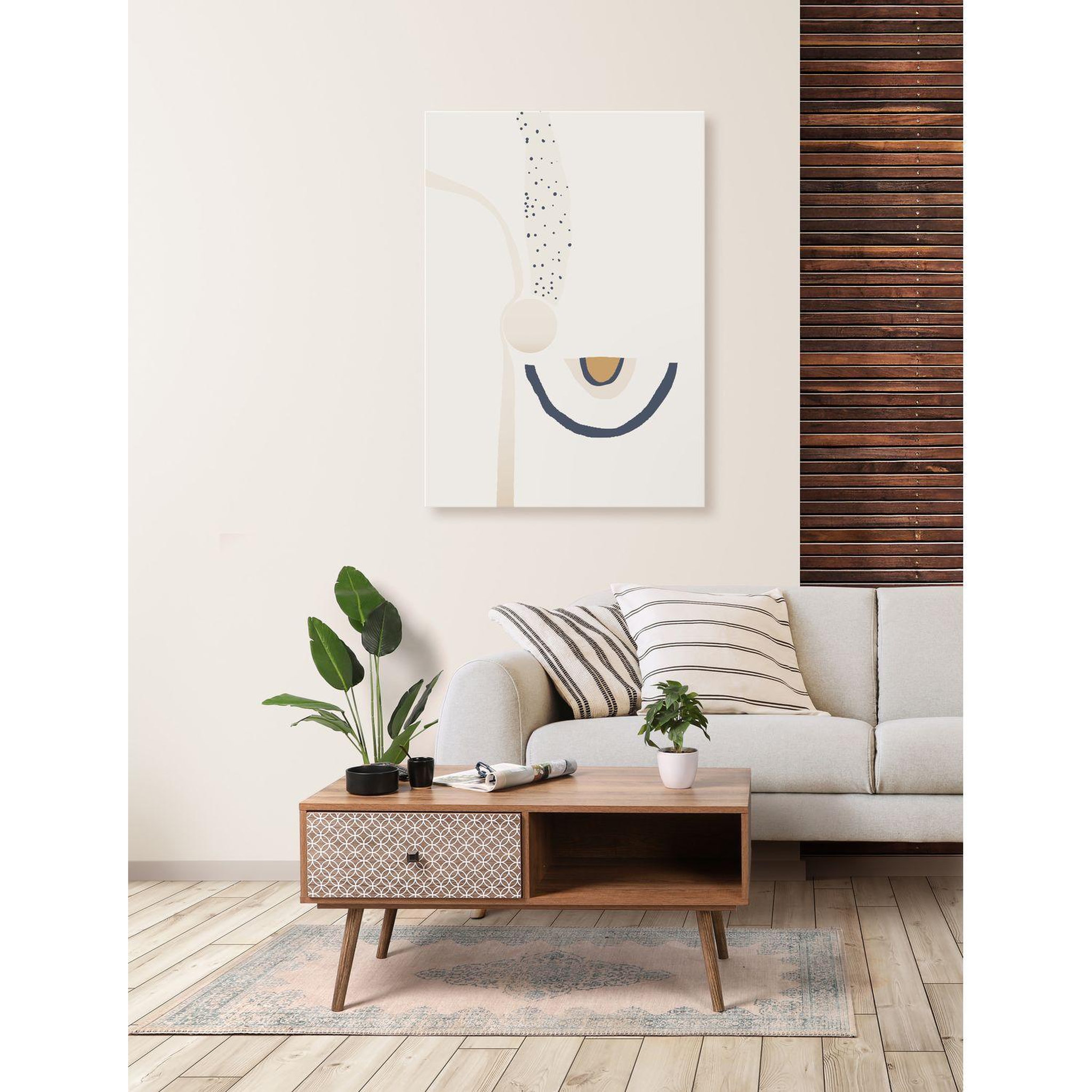 Voir la diapositive 2 : TOILINUX Table basse baobab en mdf 1 tiroirs et 1 niche ouverte - l.100 cm x h.45,5 cm - marron