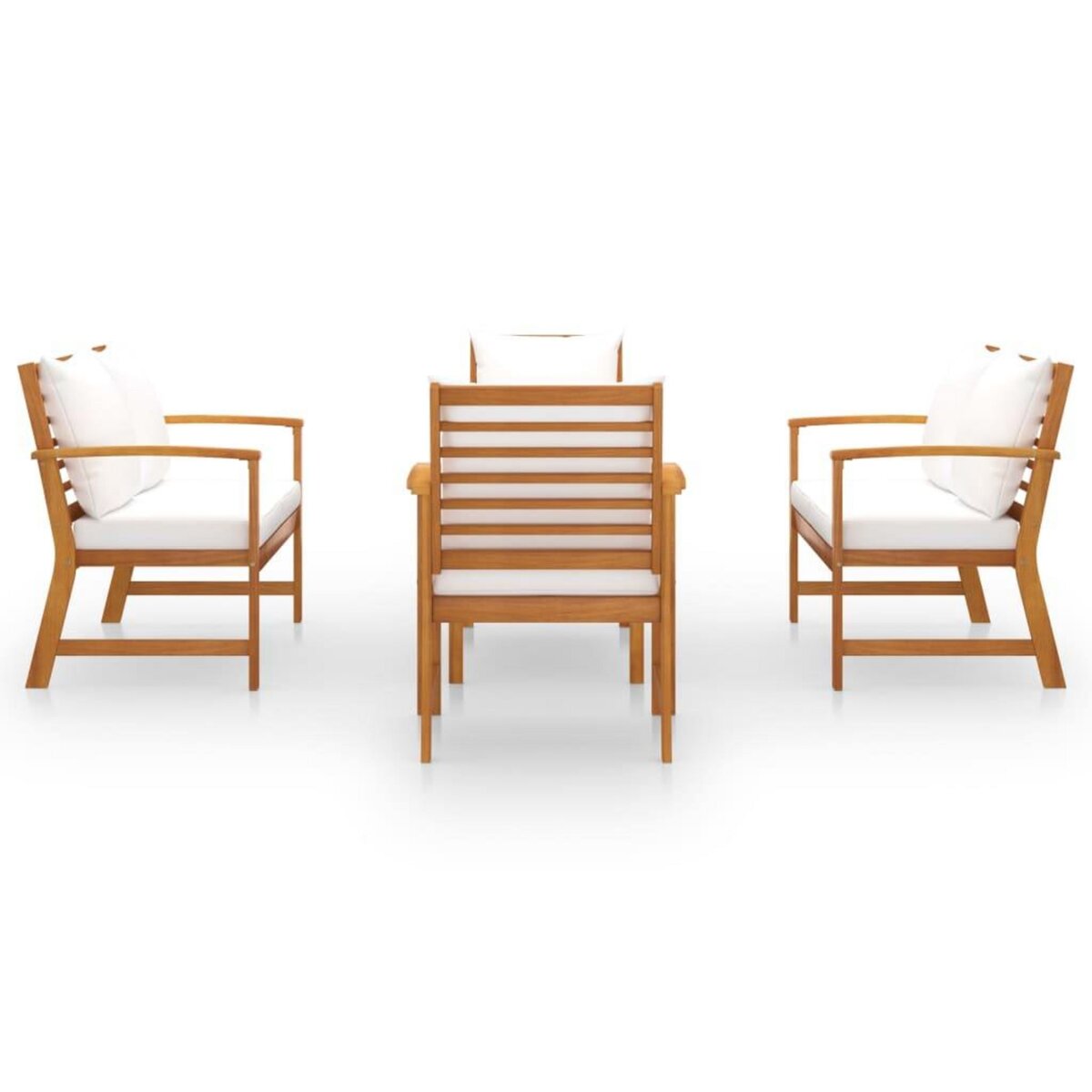 VIDAXL Salon de jardin 5 pcs avec coussin Bois d'acacia solide