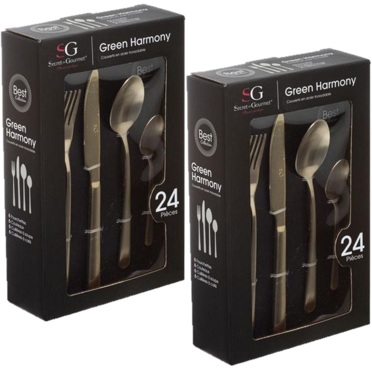 TOILINUX Lot de 2 Ménagères en Acier Inoxydable - 48 Couverts