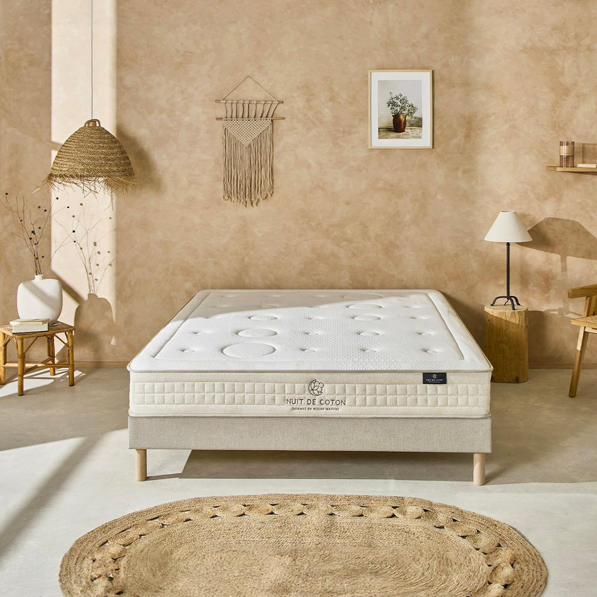NUIT DE COTON NUIT DE COTON | Ensemble PRELUDE 2.0 | Matelas Latex 100% Naturel + Sommier Bois