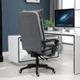 Voir la diapositive 4 : HOMCOM Fauteuil de bureau direction massant hauteur réglable dossier inclinable repose-pied intégré toile de lin gris chiné