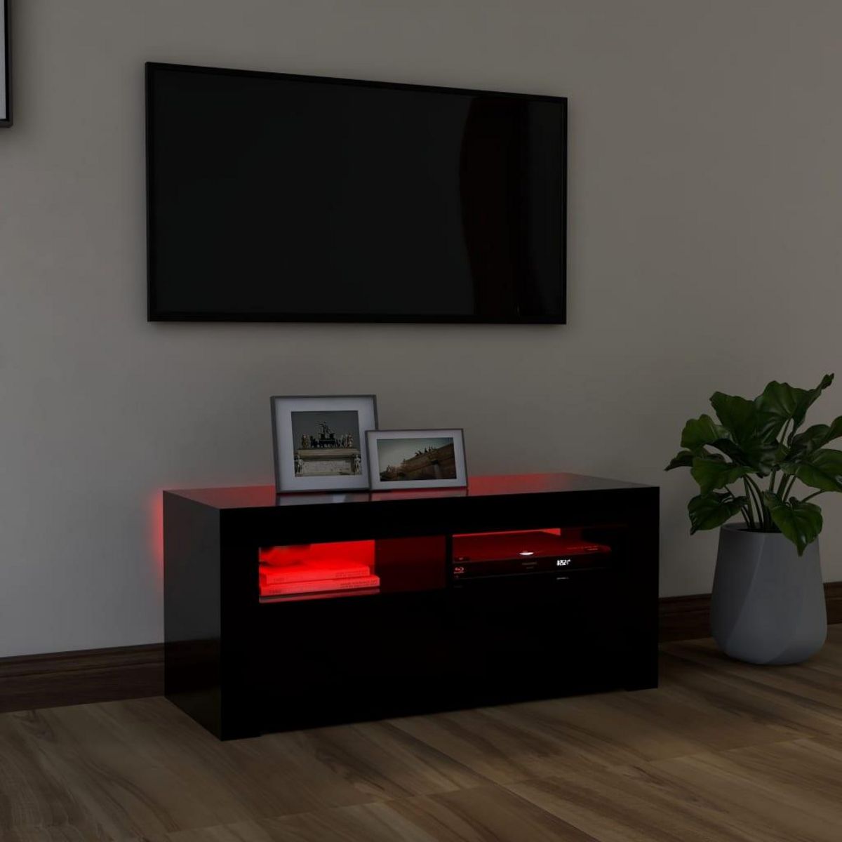 VIDAXL Meuble TV avec lumieres LED noir 90x35x40 cm