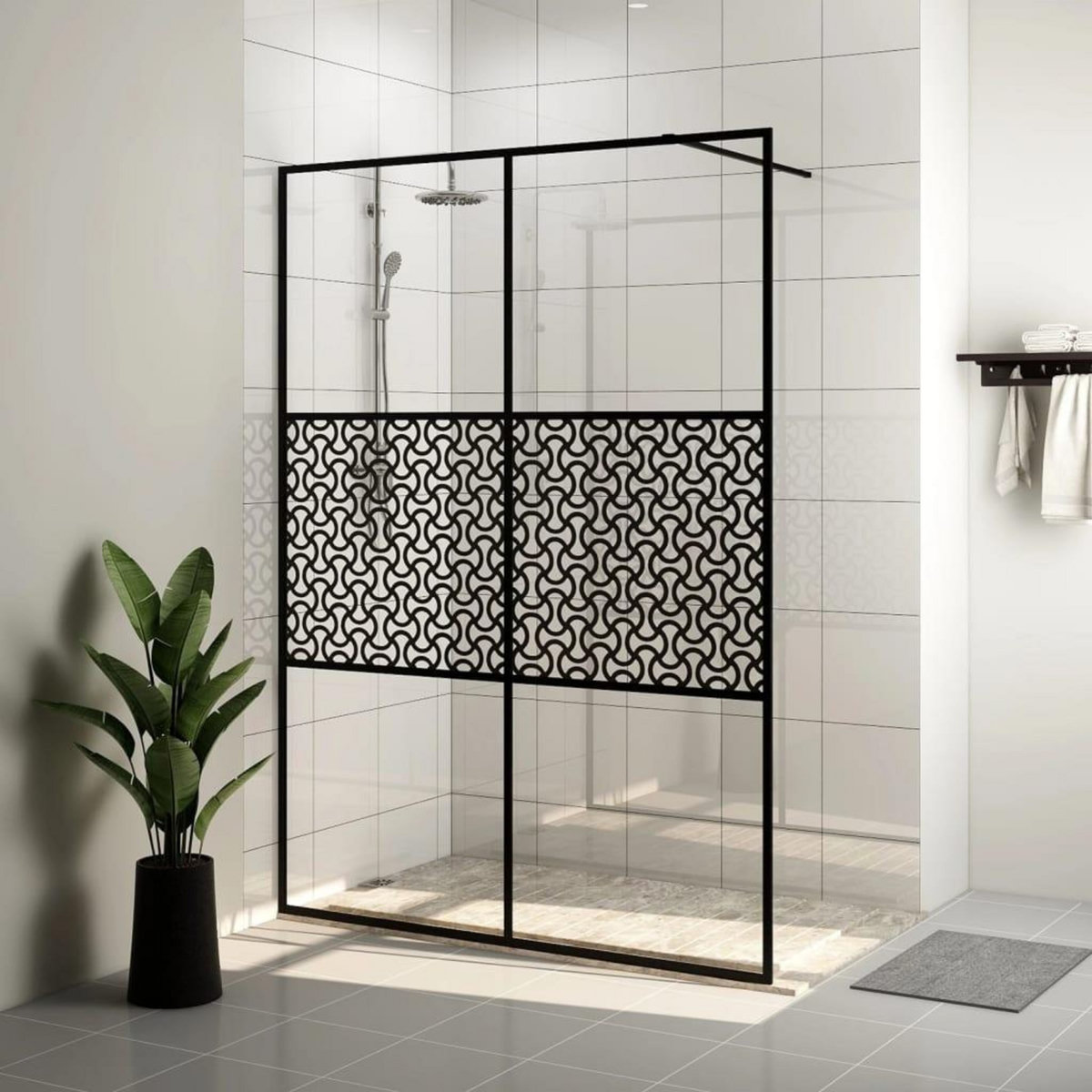 VIDAXL Paroi de douche avec verre ESG transparent 140x195 cm Noir