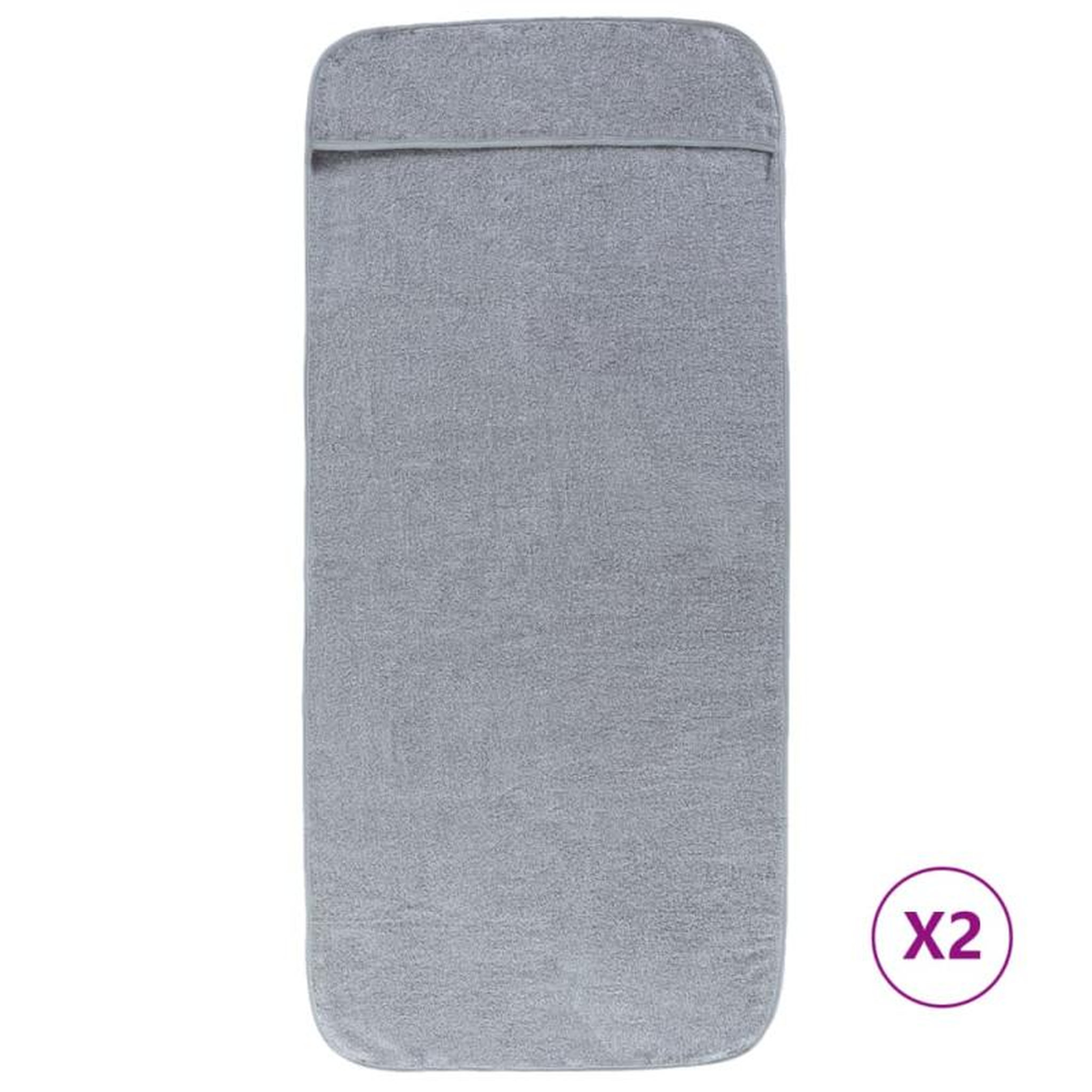Voir la diapositive 2 : VIDAXL Serviettes de plage 2 pcs gris 60x135 cm tissu 400 GSM
