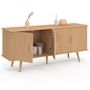 Voir la diapositive 4 : ID MARKET Buffet 140 cm JULIETTE 4 portes lattes tasseau bois coloris chêne