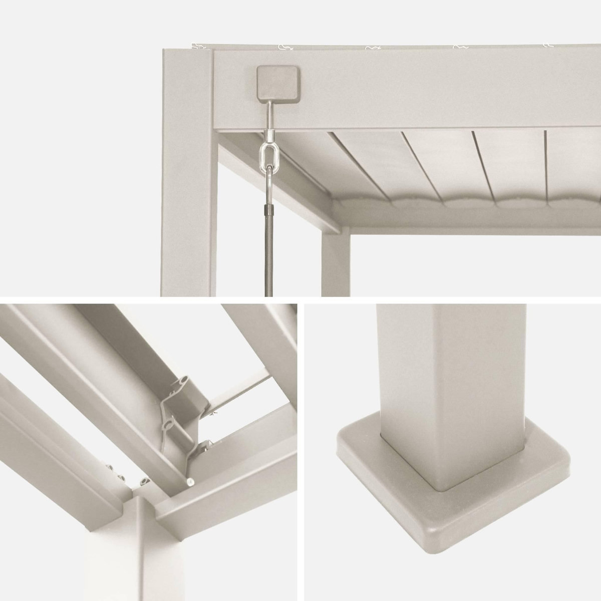 SWEEEK Pergola bioclimatique aluminium 4x3m + 1 persienne 100cm + 1 persienne 130cm Triomphe