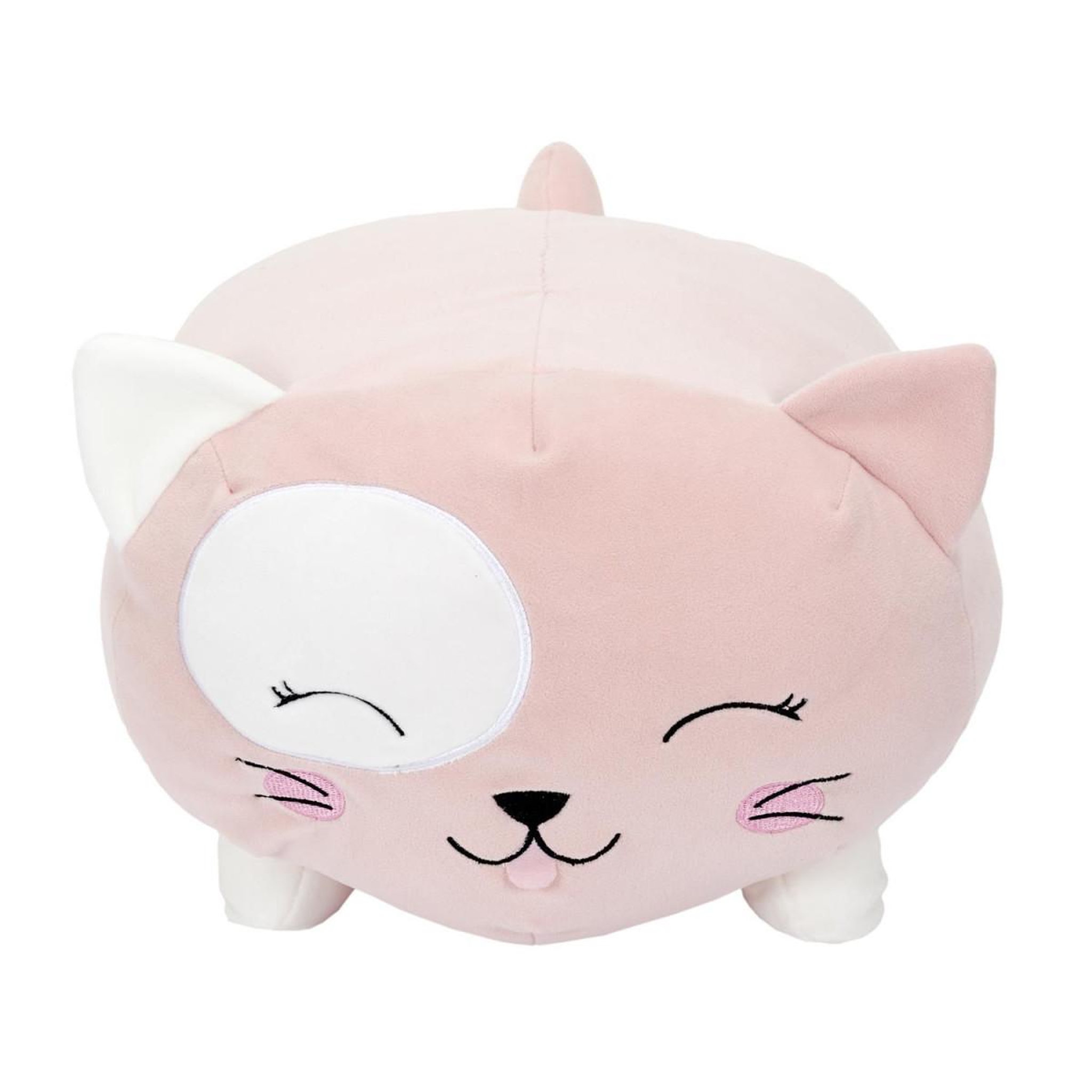 Voir la diapositive 1 : The concept Factory Peluche coussin enfant  chat  30cm rose & blanc