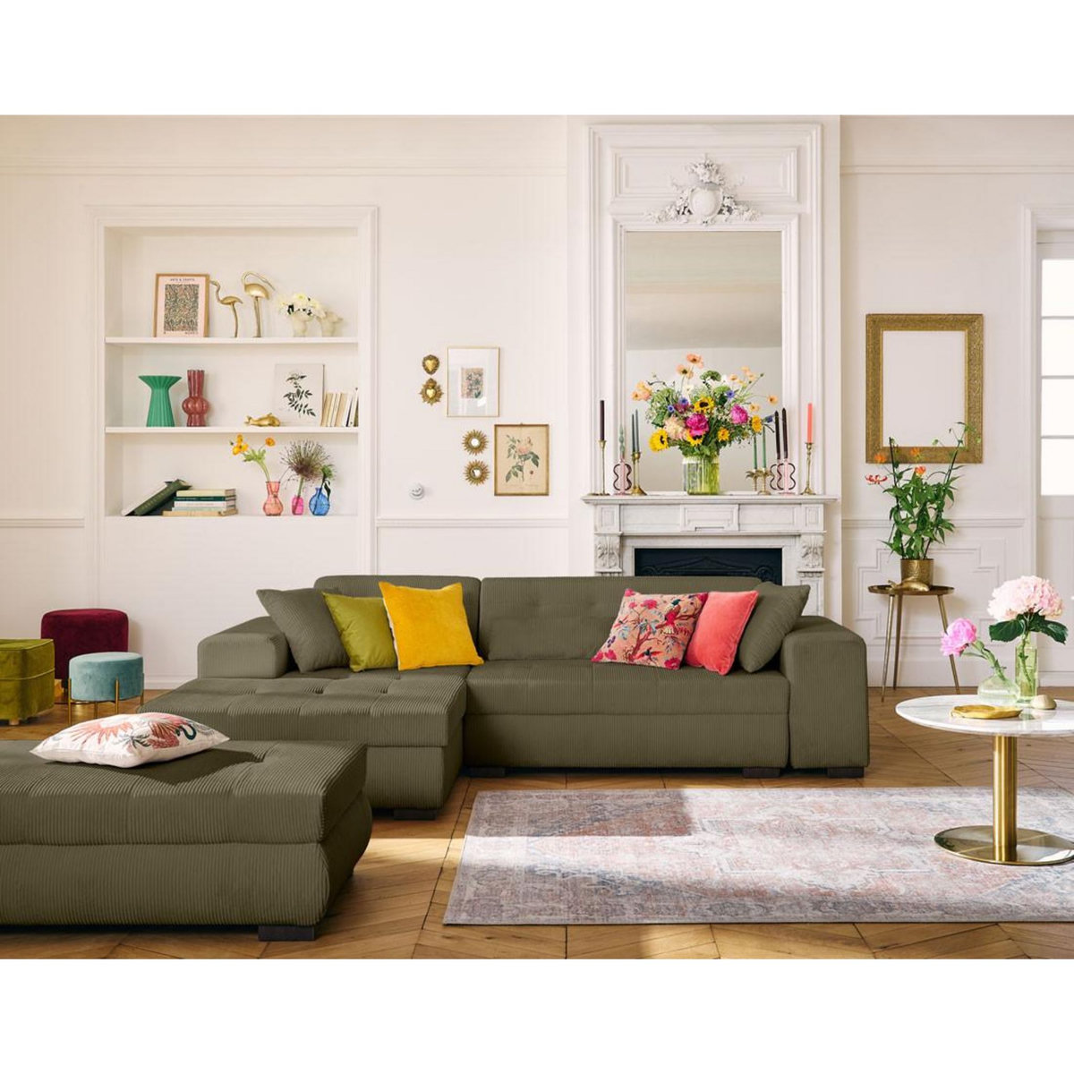 LISA DESIGN Vermont - pouf d'appoint - en velours côtelé