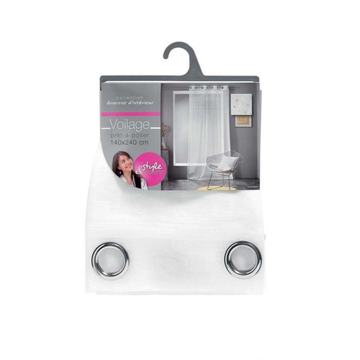 Paris Prix Rideau Voilage à Œillets  Krom  140x240cm Blanc