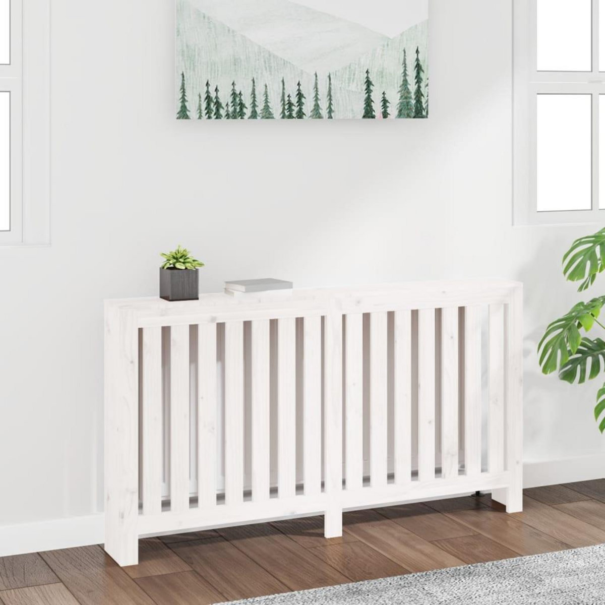 VIDAXL Cache-radiateur Blanc 153x19x84 cm Bois massif de pin
