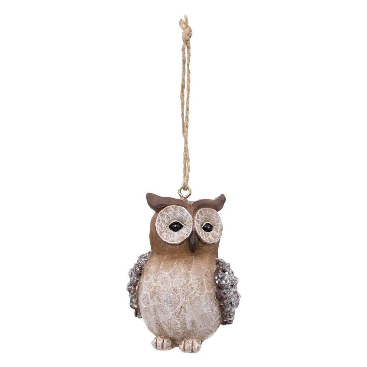 ATMOSPHERA Sujet de Noël Hibou  Marron Glacé  7cm Naturel