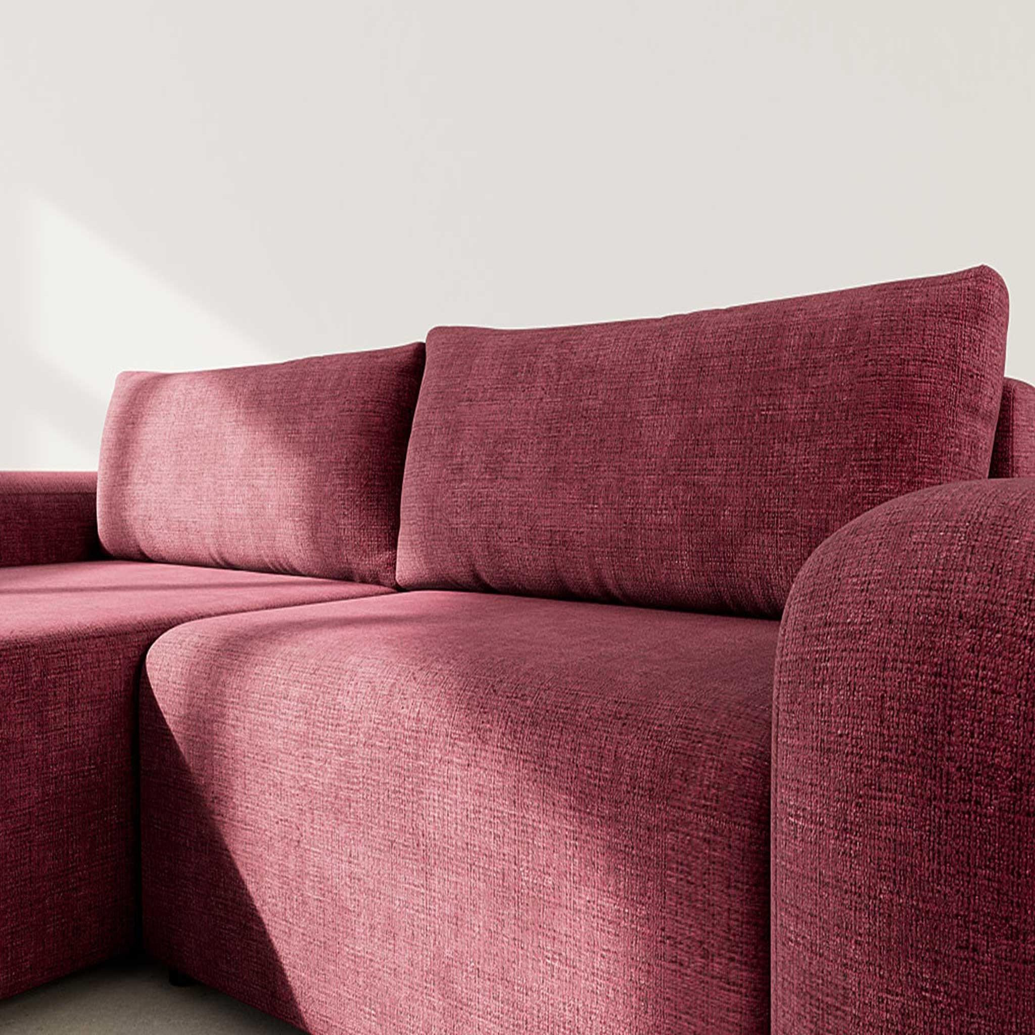 Voir la diapositive 4 : BEST MOBILIER Rebecca - canapé d'angle gauche 4 places convertible avec coffre en velours texturé