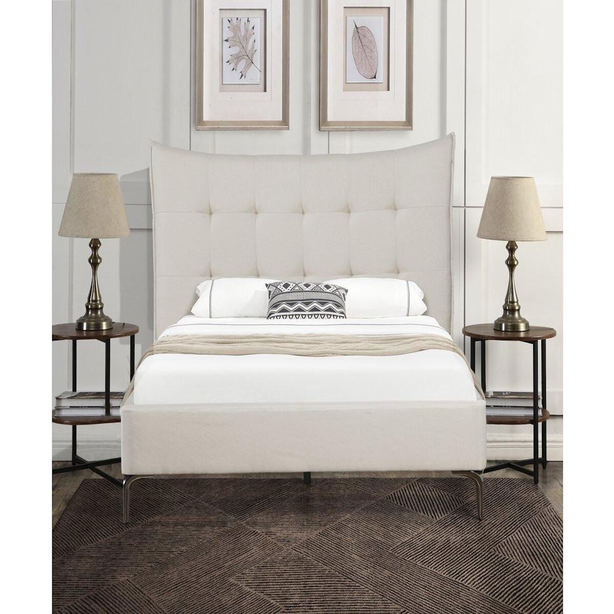 Habitat et Jardin Lit double en tissu capitonné   Aspen  160 x 200 cm - Beige