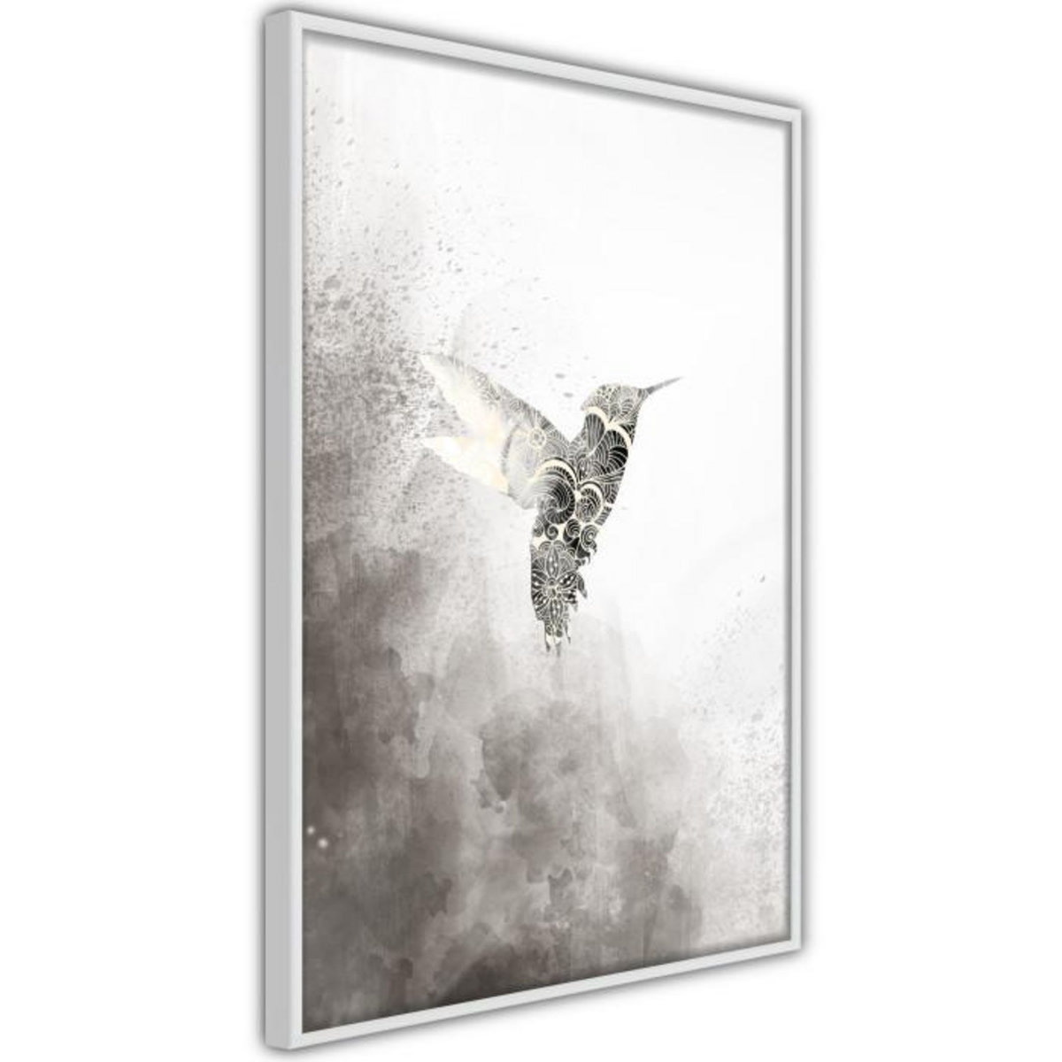 Paris Prix Affiche Murale Encadrée  Hummingbird in Shades of Grey