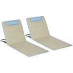 OUTSUNNY Lot de 2 tapis de plage rembourrés - dossier inclinable 5 positions - sac transport inclus - acier polyester beige