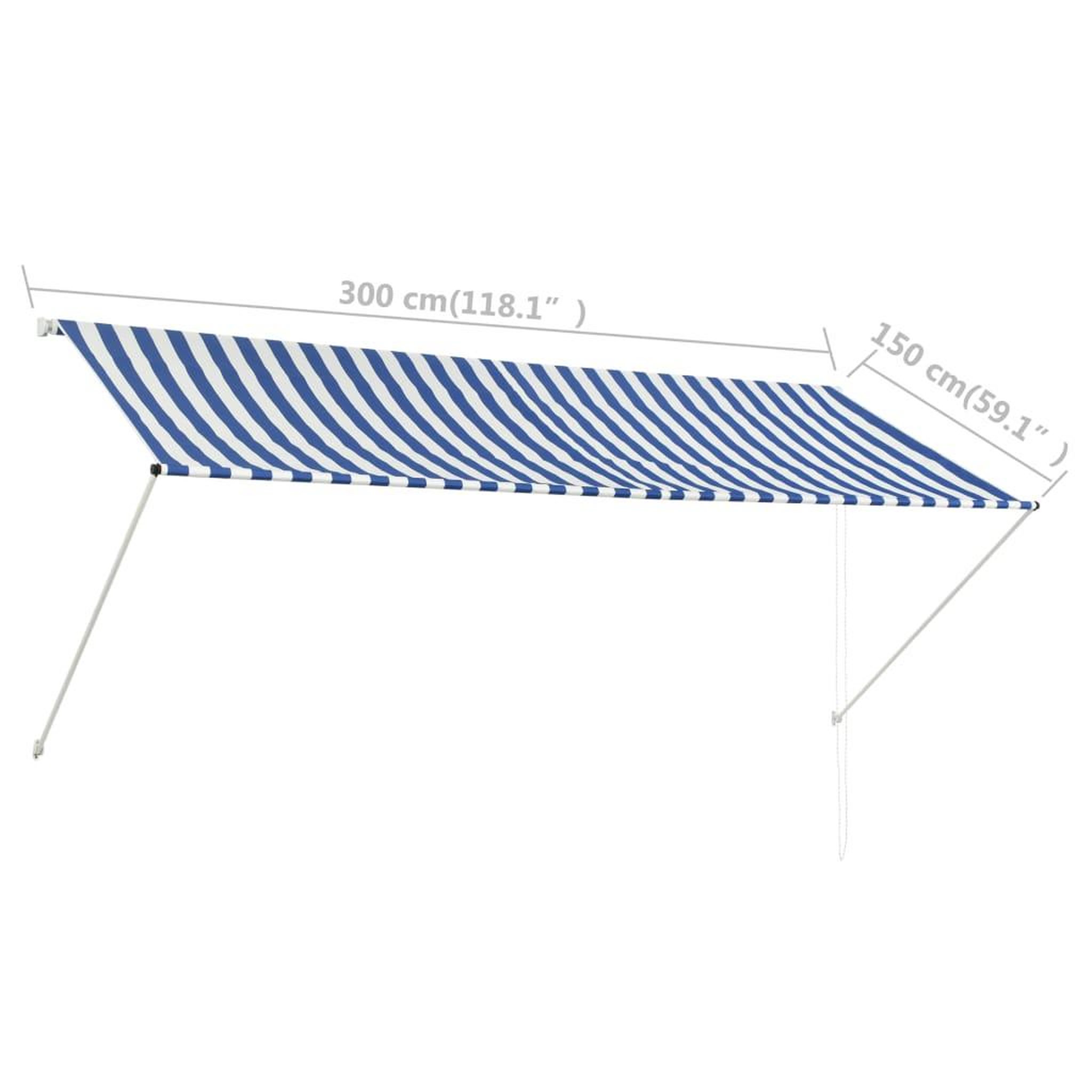 Voir la diapositive 6 : VIDAXL Auvent retractable 300x150 cm Bleu et blanc