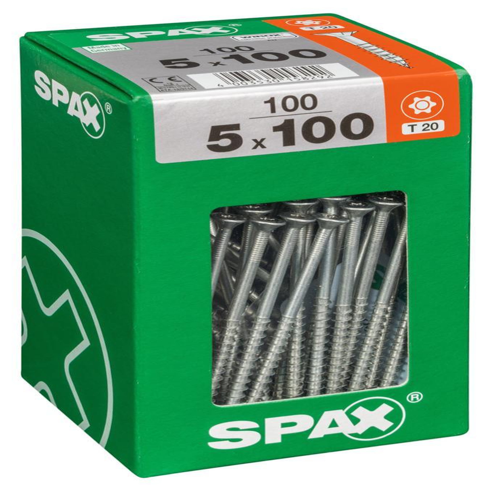 CENTRALE BRICO Lot de 100 vis acier tête fraisée torx SPAX, Diam.5 mm x L.100 mm