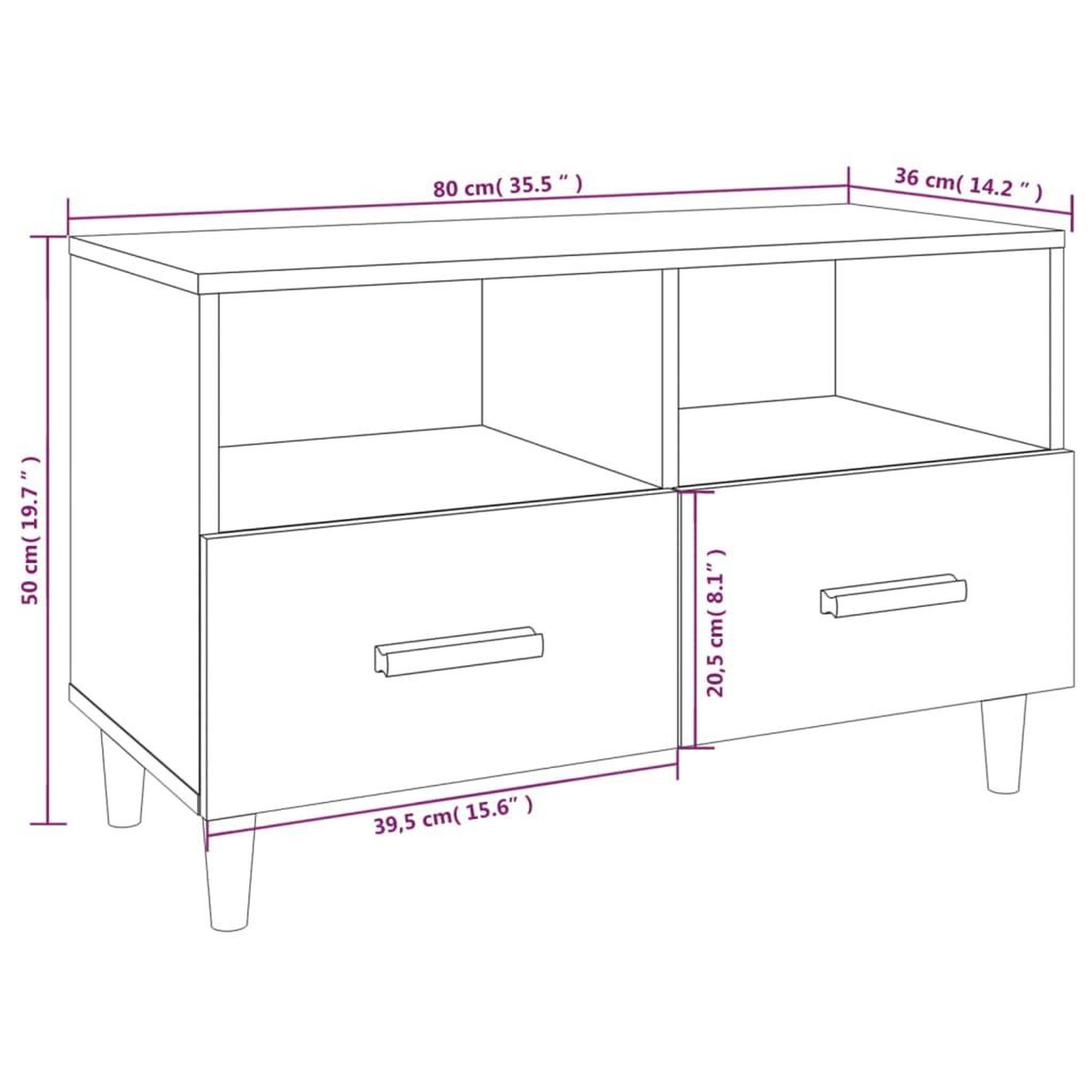 Voir la diapositive 6 : VIDAXL Meuble TV Blanc brillant 80x36x50 cm Bois d'ingenierie