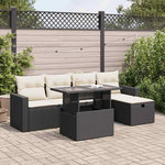 VIDAXL Salon de jardin 6 pcs avec coussins noir resine tressee