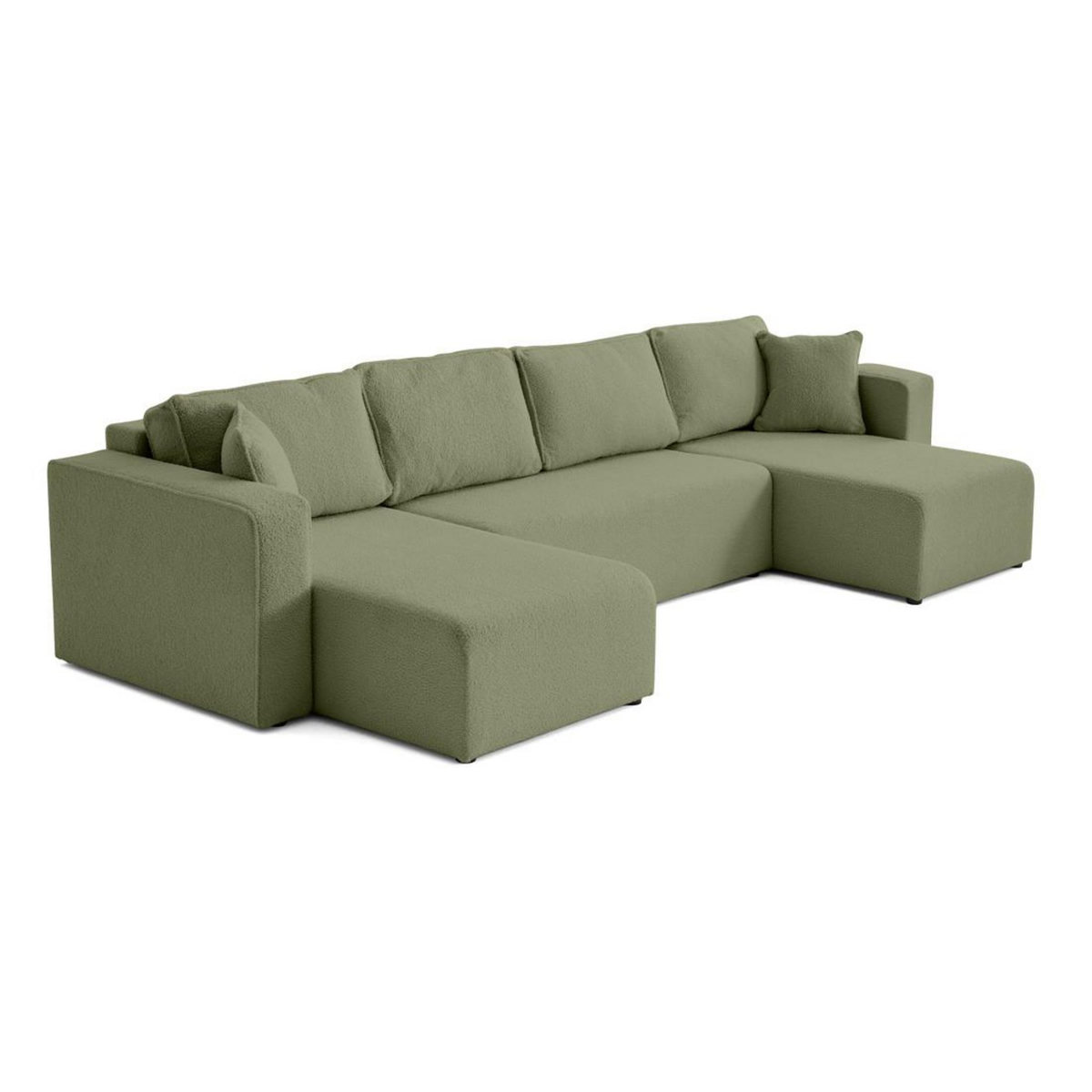 BEST MOBILIER Topaze - canapé panoramique en u - 7 places - convertible avec coffre - en tissu bouclette