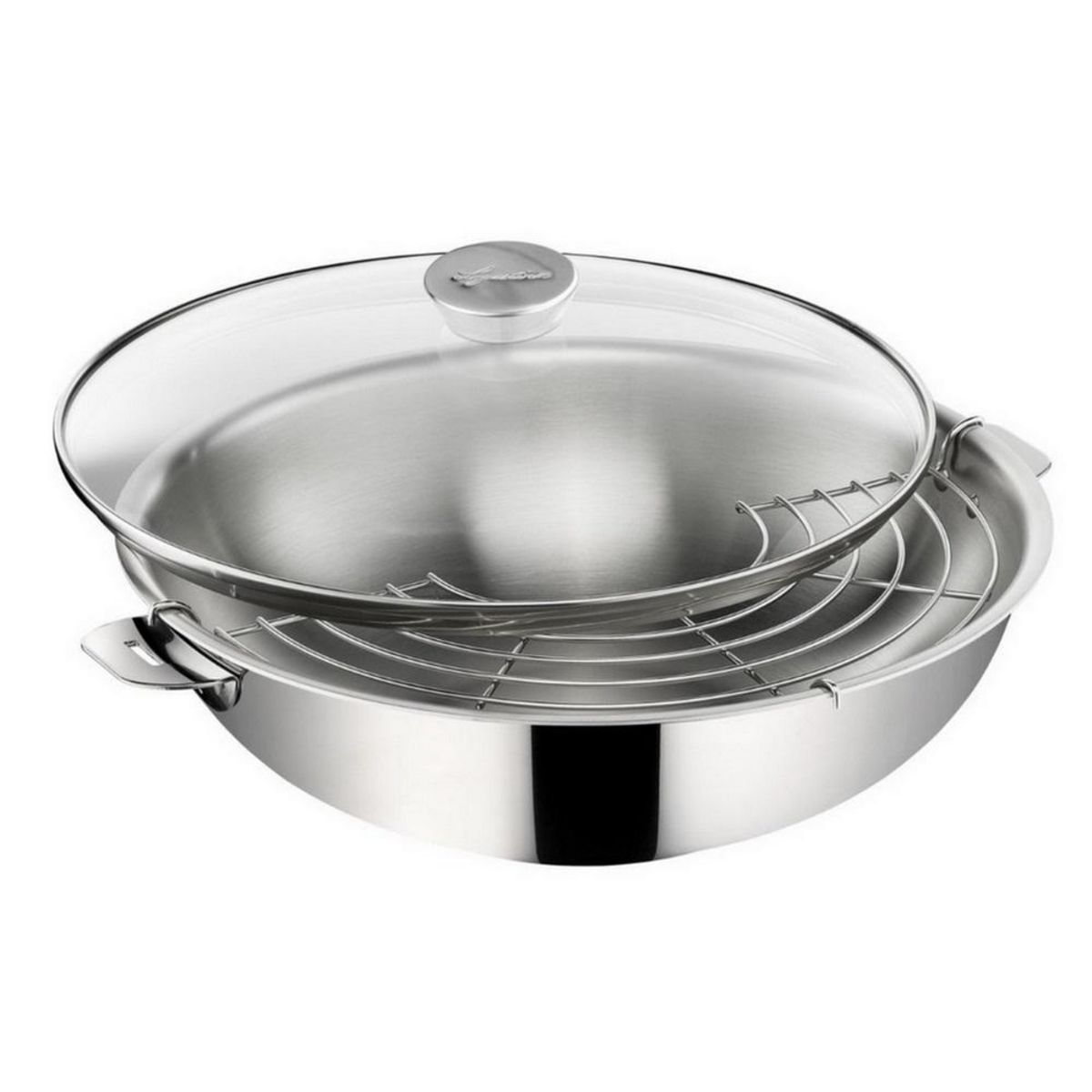 Lagostina Wok 30cm avec couvercle en verre - 12138042230