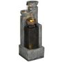 Voir la diapositive 1 : OUTSUNNY Fontaine de jardin à énergie solaire - fontaine cascade 5 niv. LED pompe incluse - résine gris marron