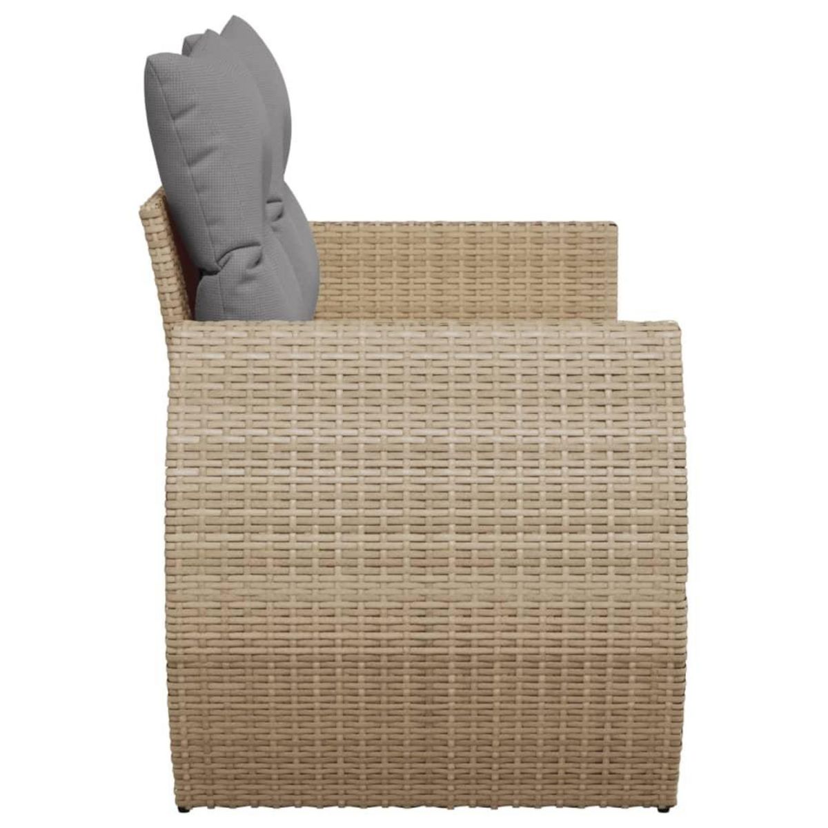 VIDAXL Canape de jardin avec coussins 2 places beige resine tressee
