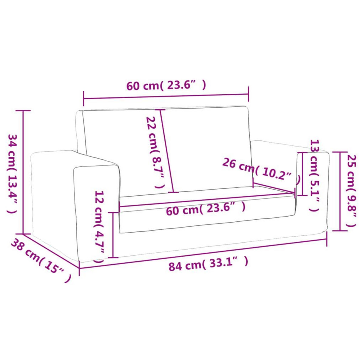 VIDAXL Canape-lit pour enfants 2 places rose peluche douce