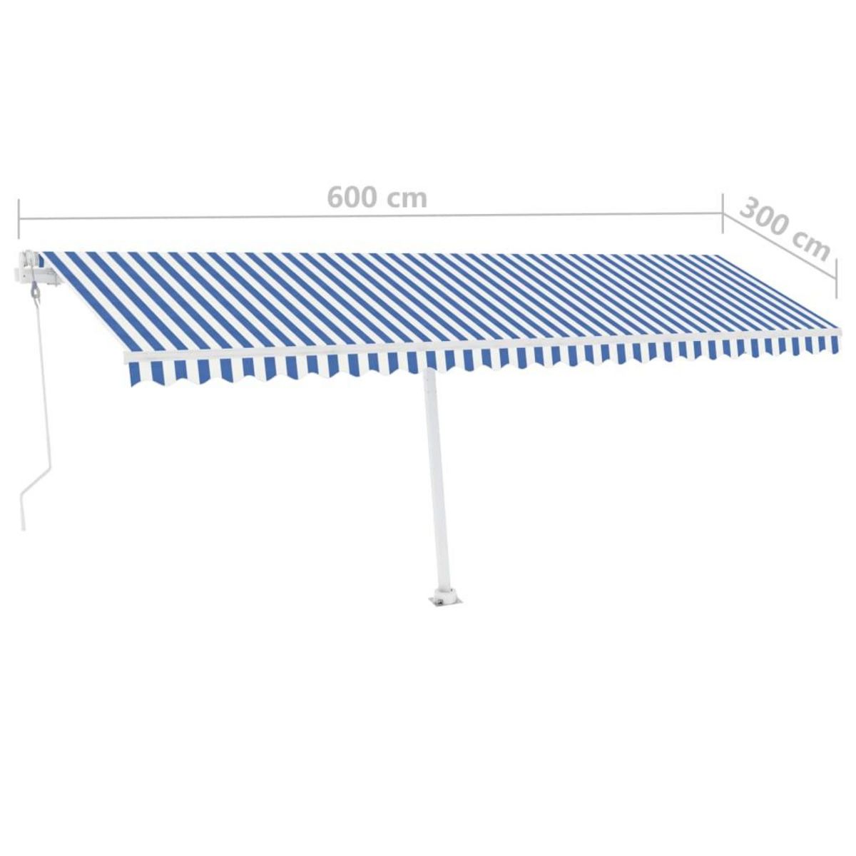 VIDAXL Auvent automatique sur pied 600x300 cm Bleu/Blanc