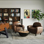 Voir la diapositive 5 : Rendez vous déco Fauteuil marron vieilli en microfibre-Club