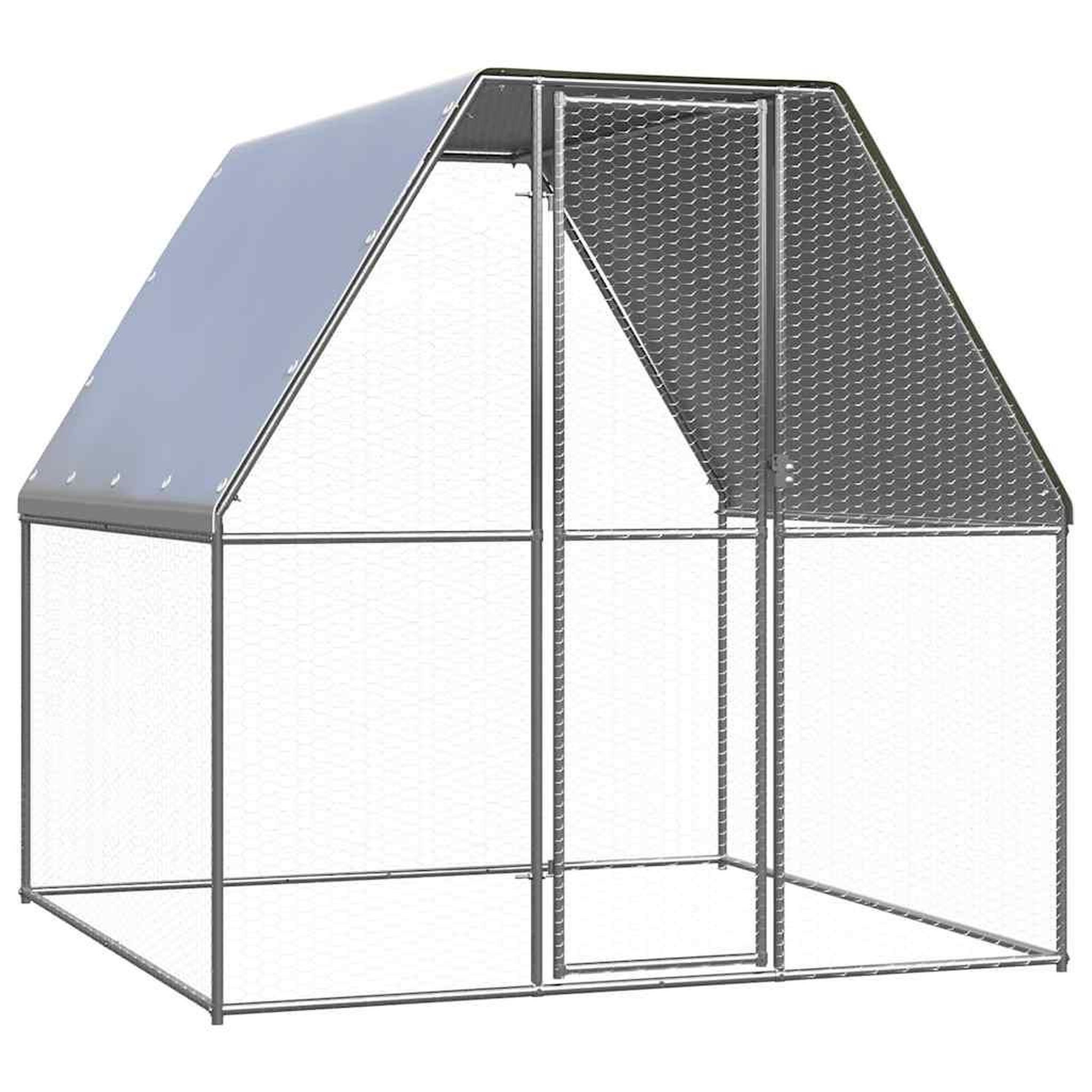 Voir la diapositive 2 : VIDAXL Poulailler argente et gris 2x2x2 m acier galvanise