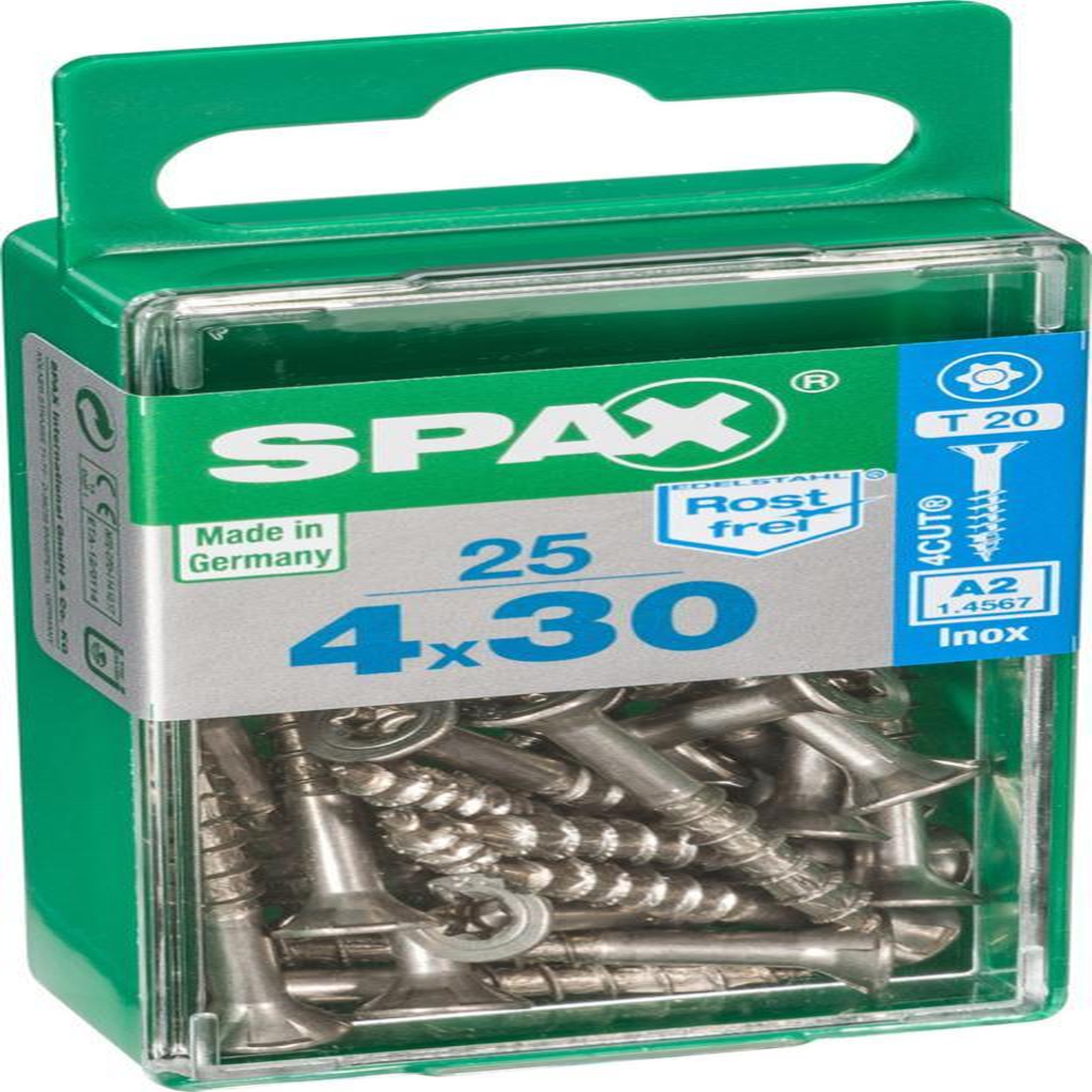CENTRALE BRICO Lot de 25 vis inox tête fraisée torx SPAX, Diam.4 mm x L.30 mm