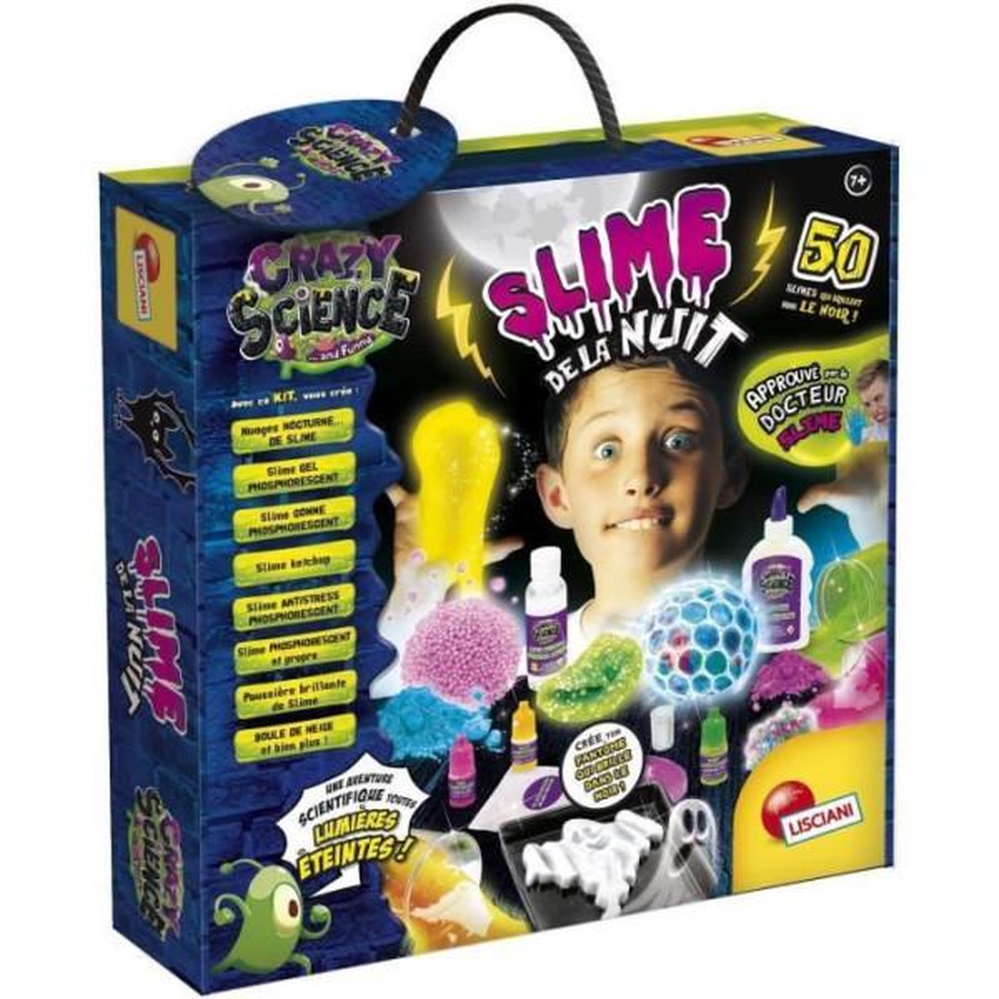 LISCIANI GIOCHI Slime de la Nuit - Kit Scientifique - CRAZY SCIENCE - Phosphorescent, Composants lumineux