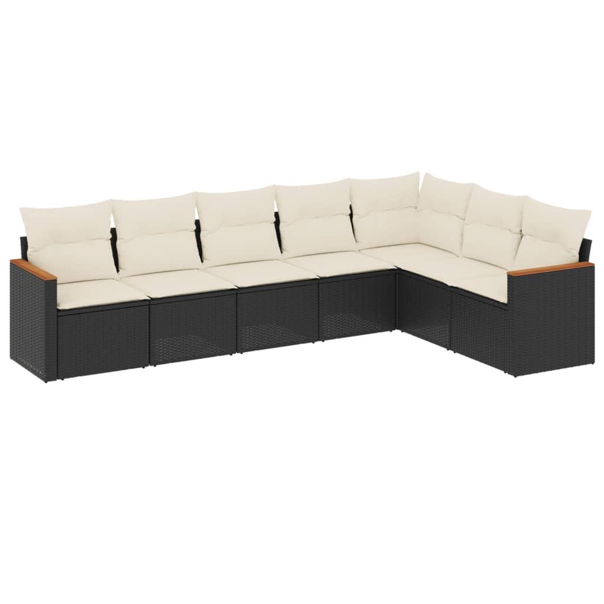 Voir la diapositive 2 : VIDAXL Salon de jardin 7 pcs avec coussins noir resine tressee
