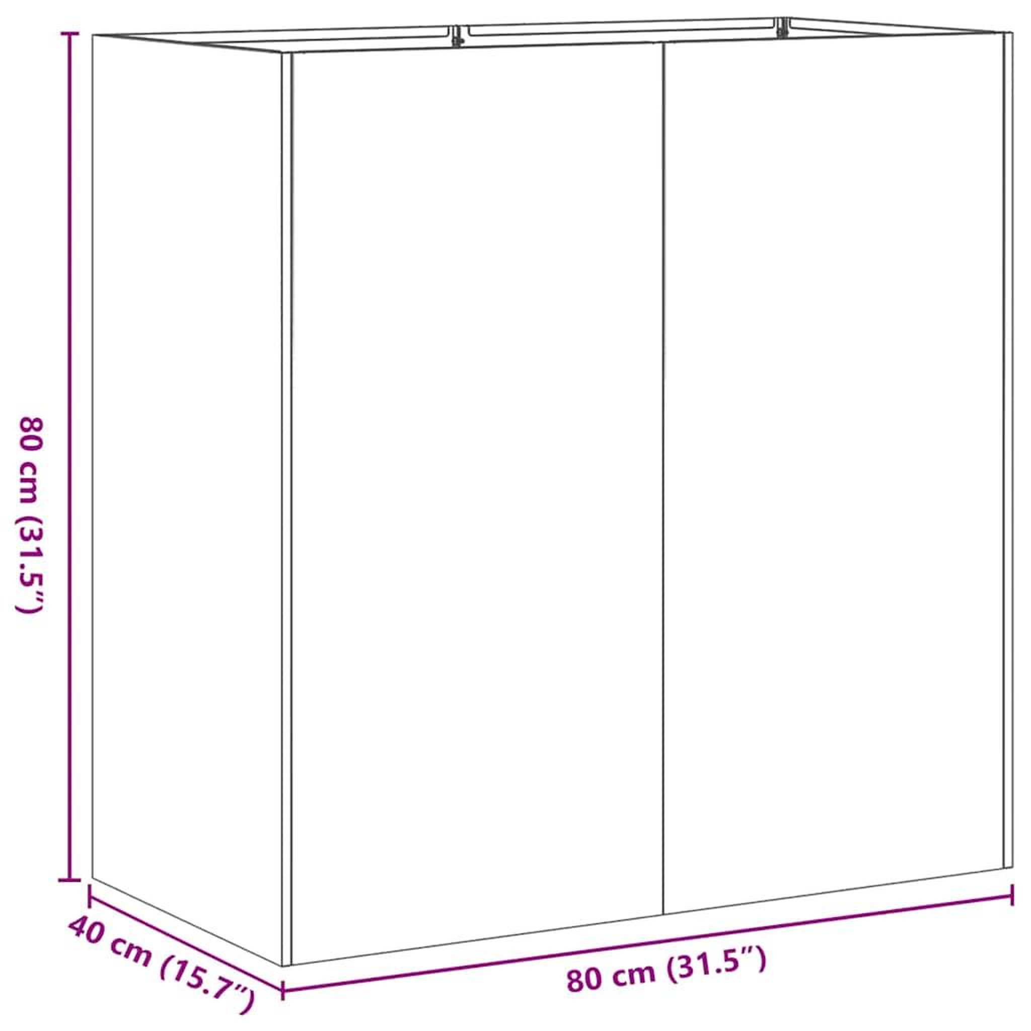 Voir la diapositive 6 : VIDAXL Jardiniere rouille 80x40x80 cm acier inoxydable