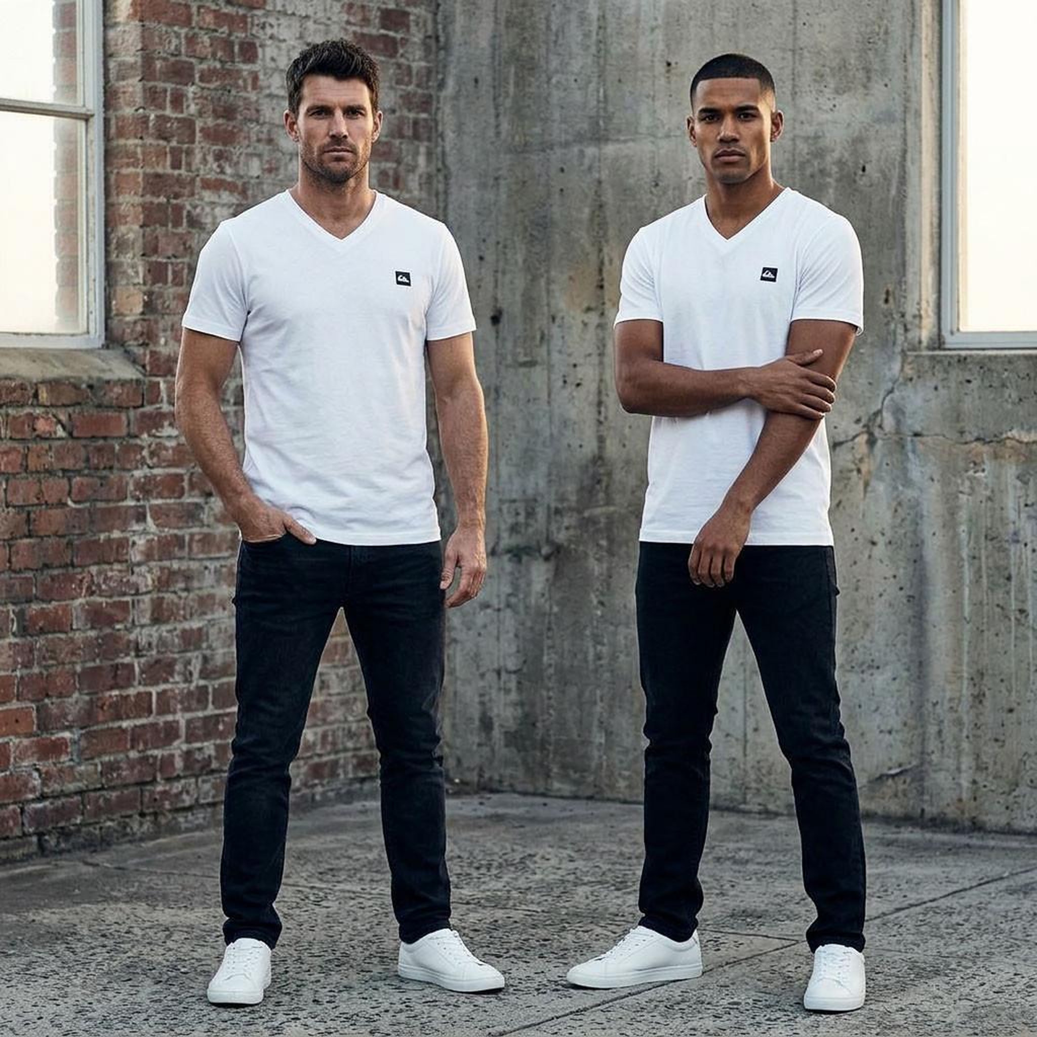 Voir la diapositive 4 : QUIKSILVER Quiksilver Pack de 2 T Shirts Homme 100% Coton Col Rond ou Col V