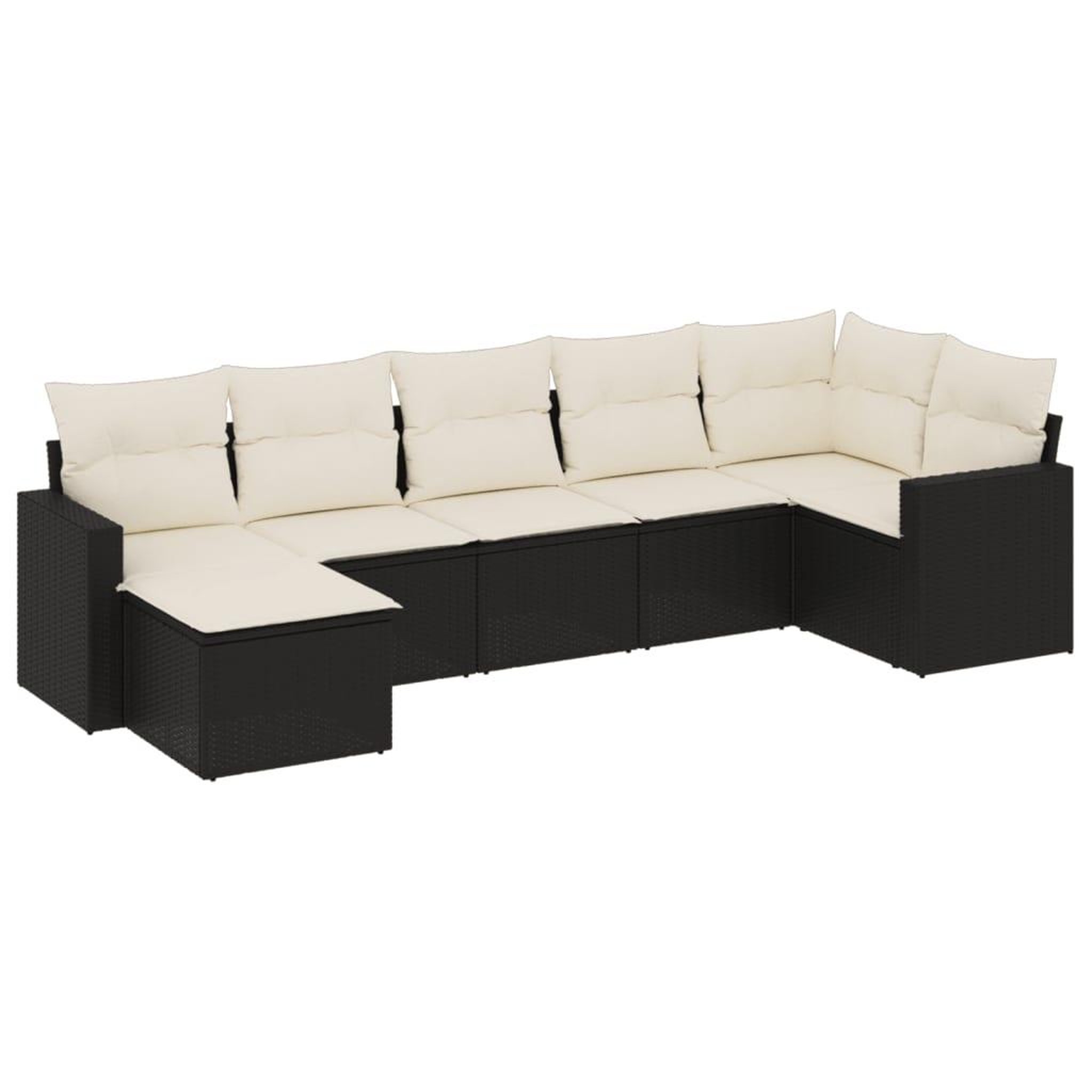 Voir la diapositive 2 : VIDAXL Salon de jardin 7 pcs avec coussins noir resine tressee