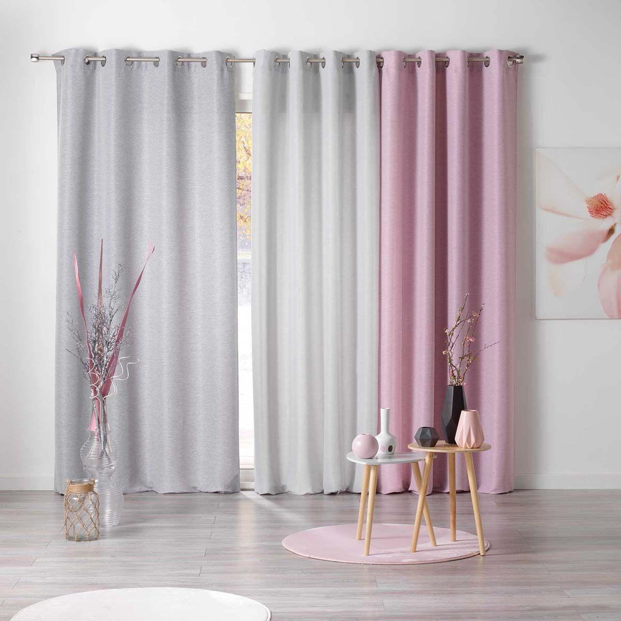 Voir la diapositive 3 : Douceur d'Intérieur Rideau à oeillets tamisant  glory  140x240cm rose