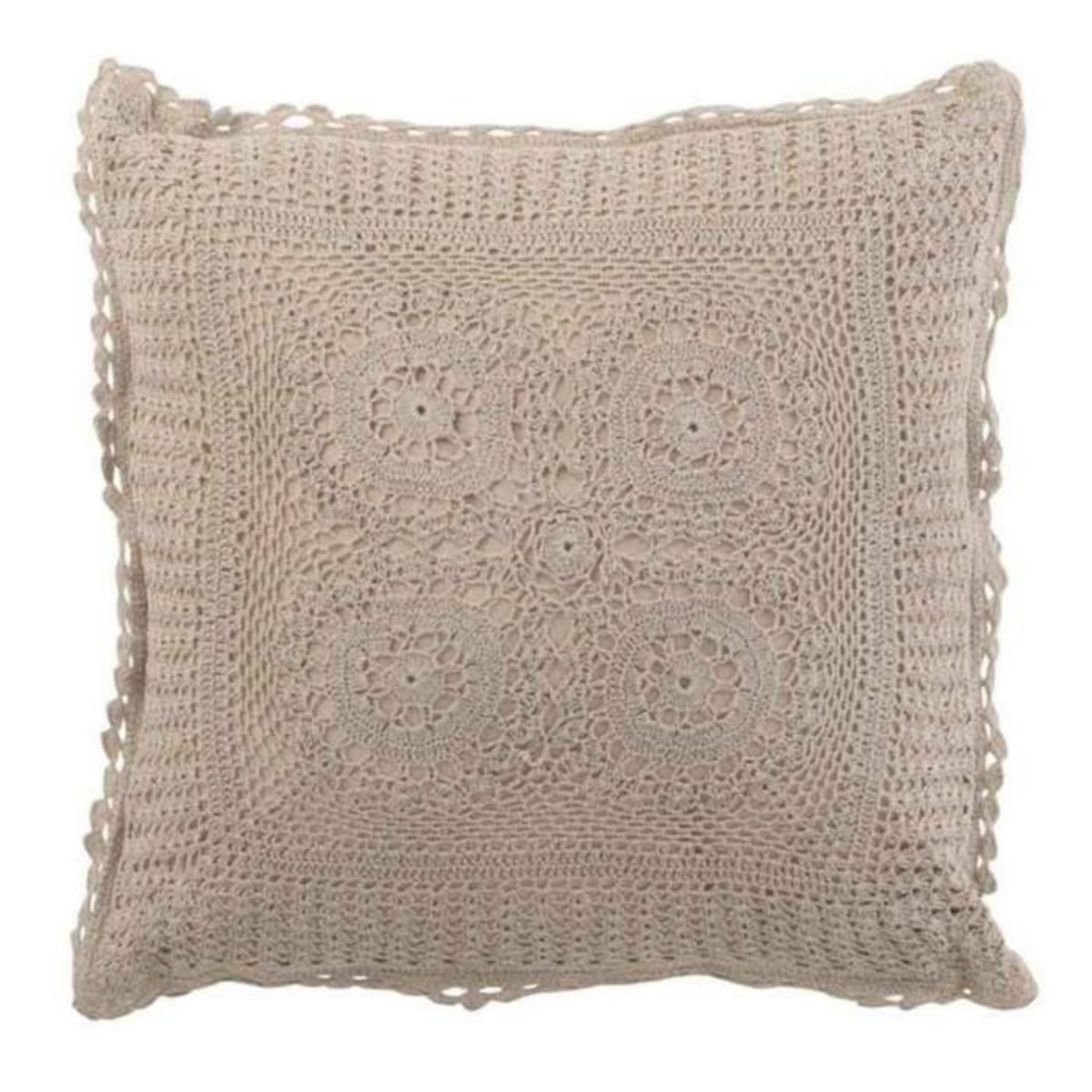 Paris Prix Coussin Déco  Dentelle  45x45cm Taupe