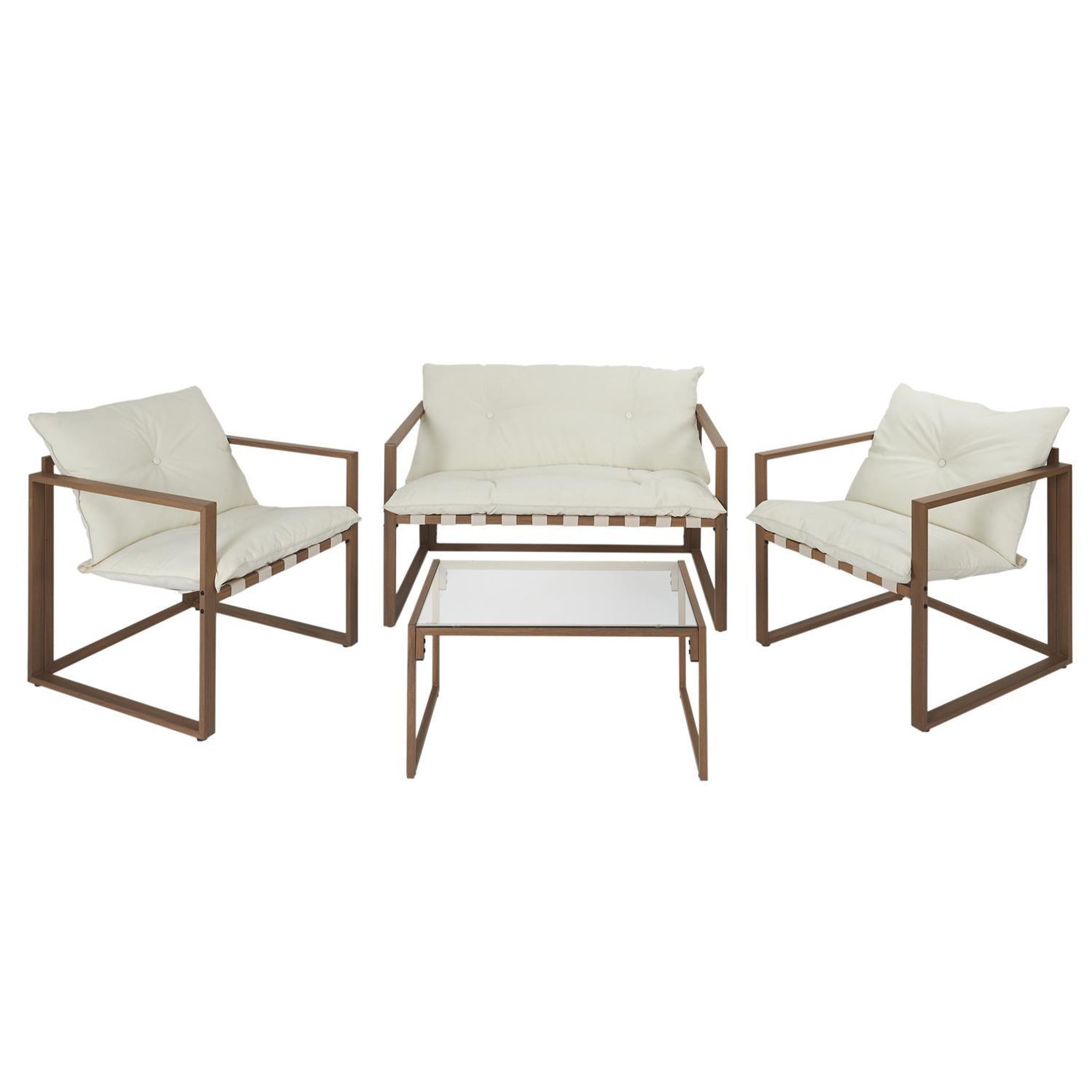 The Home Deco Factory Salon de jardin halden - blanc et marron