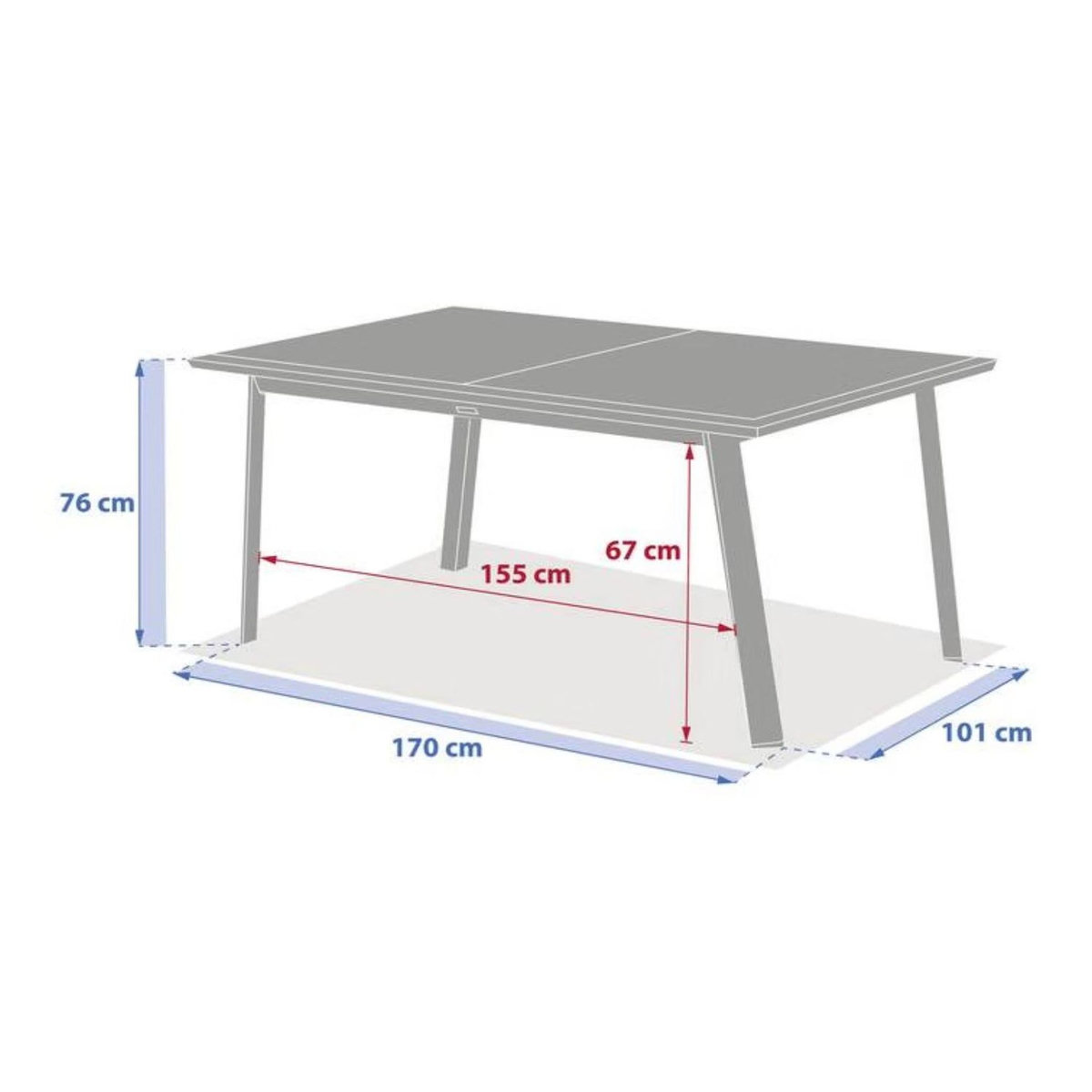 HESPERIDE Table de jardin extensible en aluminium effet bois 10 places PAVANE
