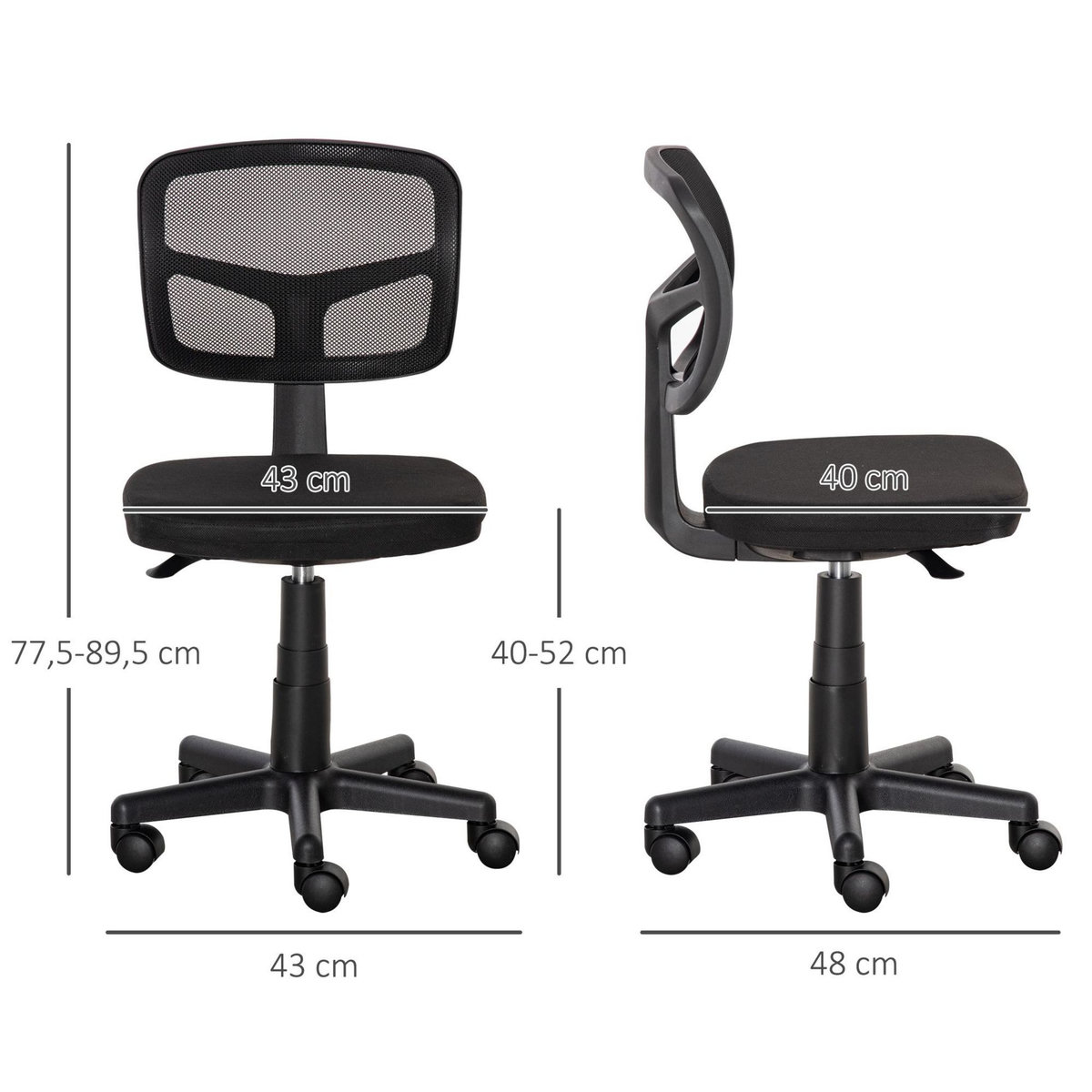 VINSETTO Chaise de bureau ergonomique hauteur réglable dossier enveloppant maille noir