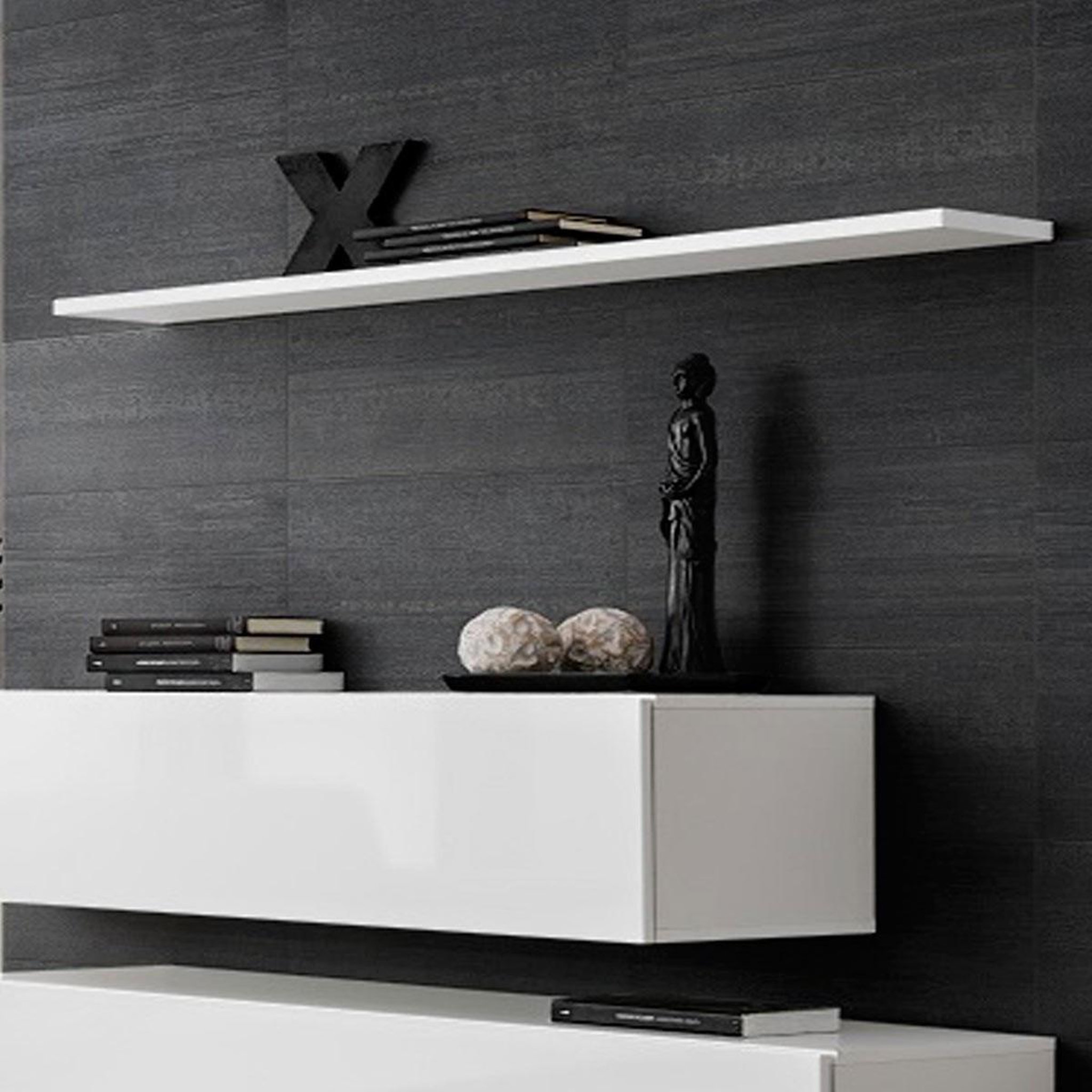 Voir la diapositive 3 : Paris Prix Lot de 2 bancs muraux & étagère  switch sbii  130cm blanc