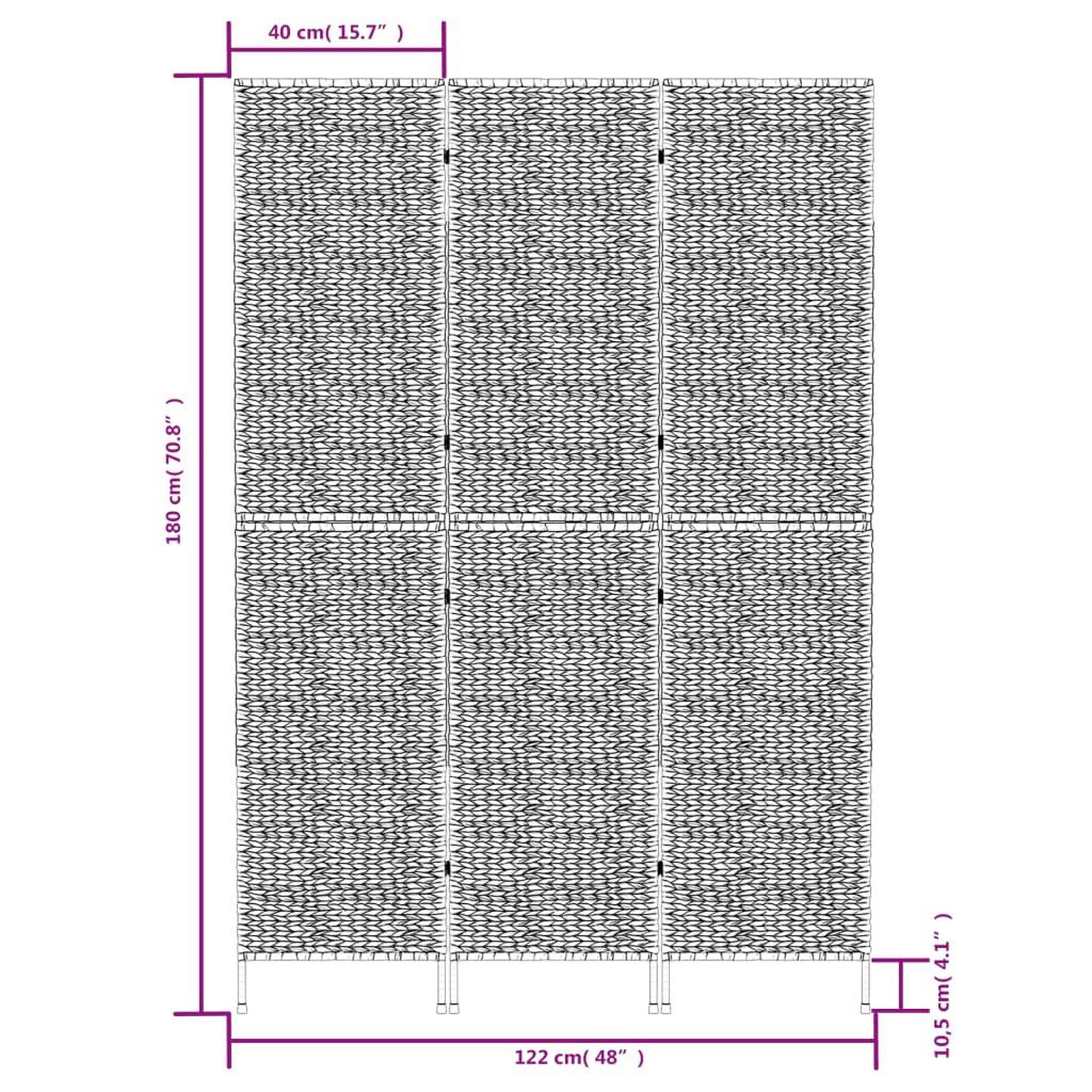 Voir la diapositive 6 : VIDAXL Cloison de separation 3 panneaux marron hyacinthe d'eau