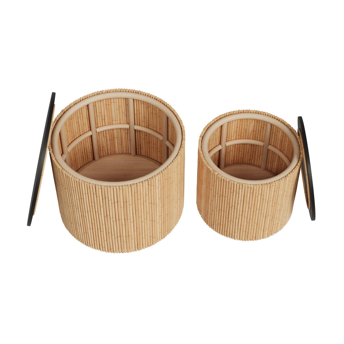 Rendez vous déco Tables basses rondes en rotin et plateau blanc (lot de 2) - Owan