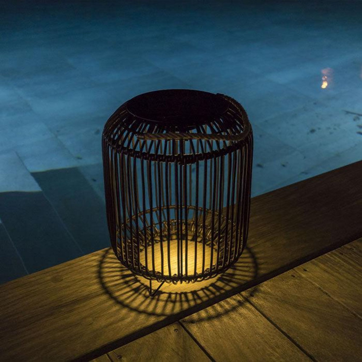 Lumisky Lanterne solaire sur pied RAY Marron Poly rotin H36cm