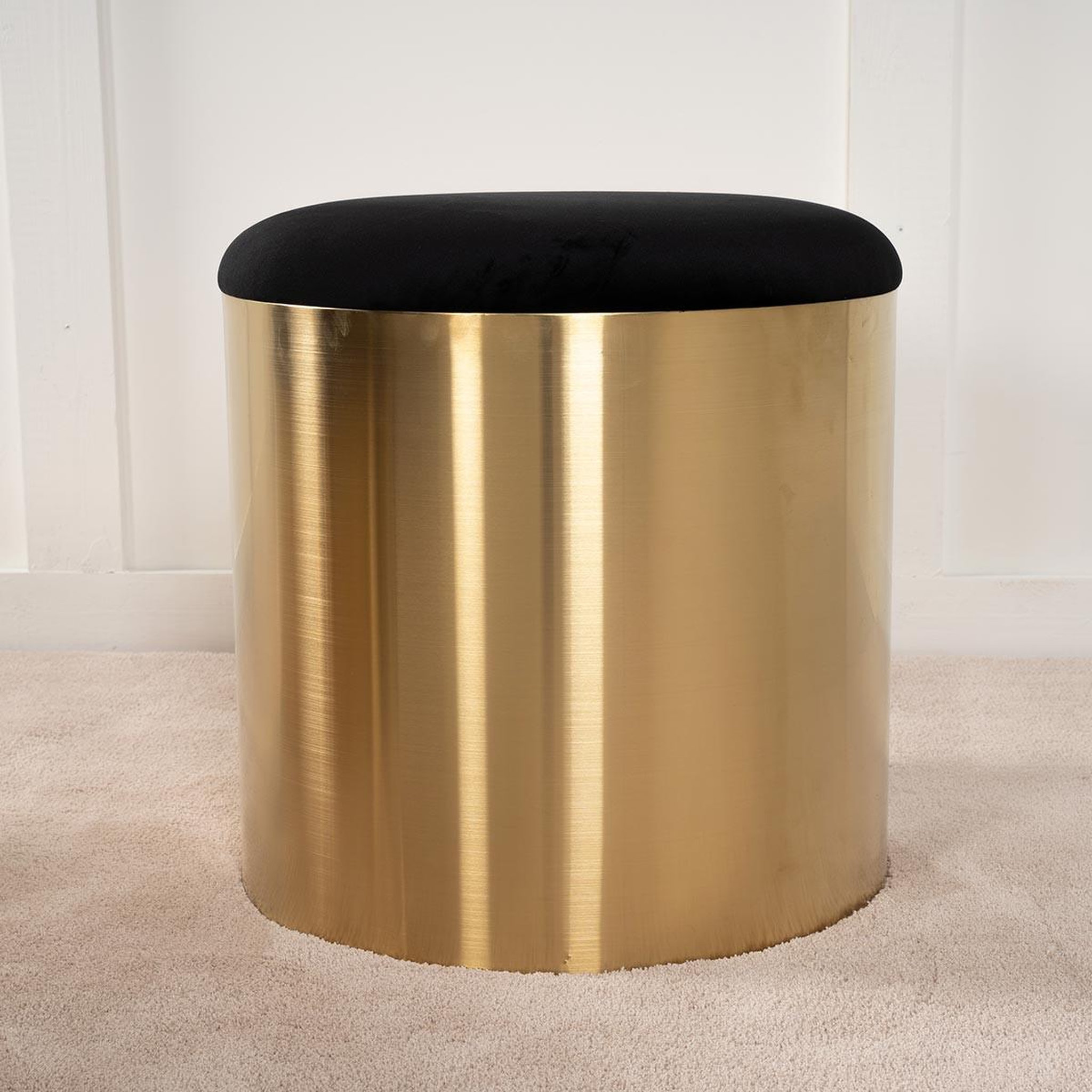 Voir la diapositive 2 : Paris Prix Pouf rond design  puff  46cm noir & or